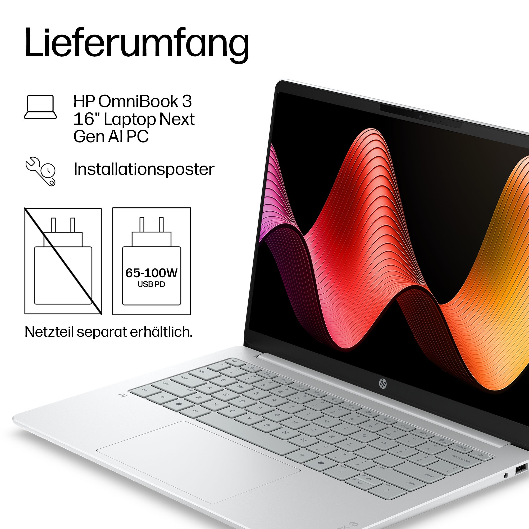 HP Notebook »OmniBook 3 16-bs0050ngx« 40,6 cm / 16 ″ Intel Ultra 5 Intel Graphics 512 GB SSD