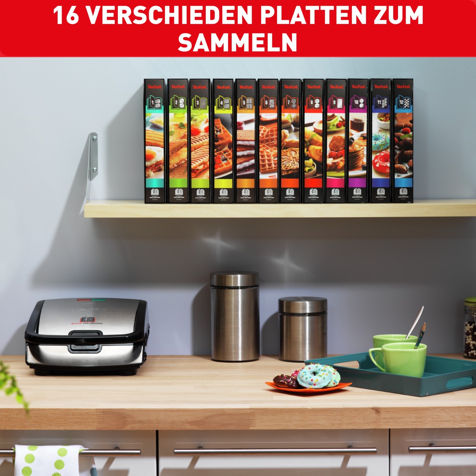 Tefal Waffeleisen »SW854D Snack Collection« 700 W inkl. 4 antihaft Plattensets, vielfältige Funktionen, erweiterbar