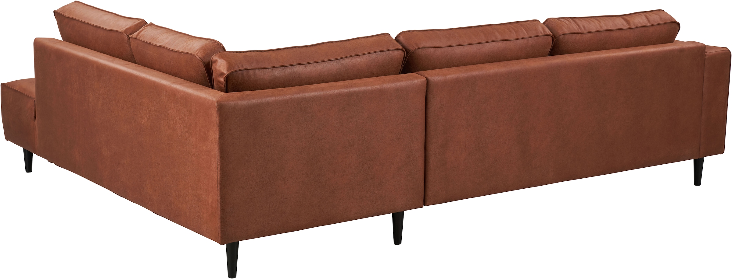 Places of Style Ecksofa »Fumone, Lederoptik oder Soft-Touch Chenille«, Breite 260, mit schwarzen Massivholzfüßen