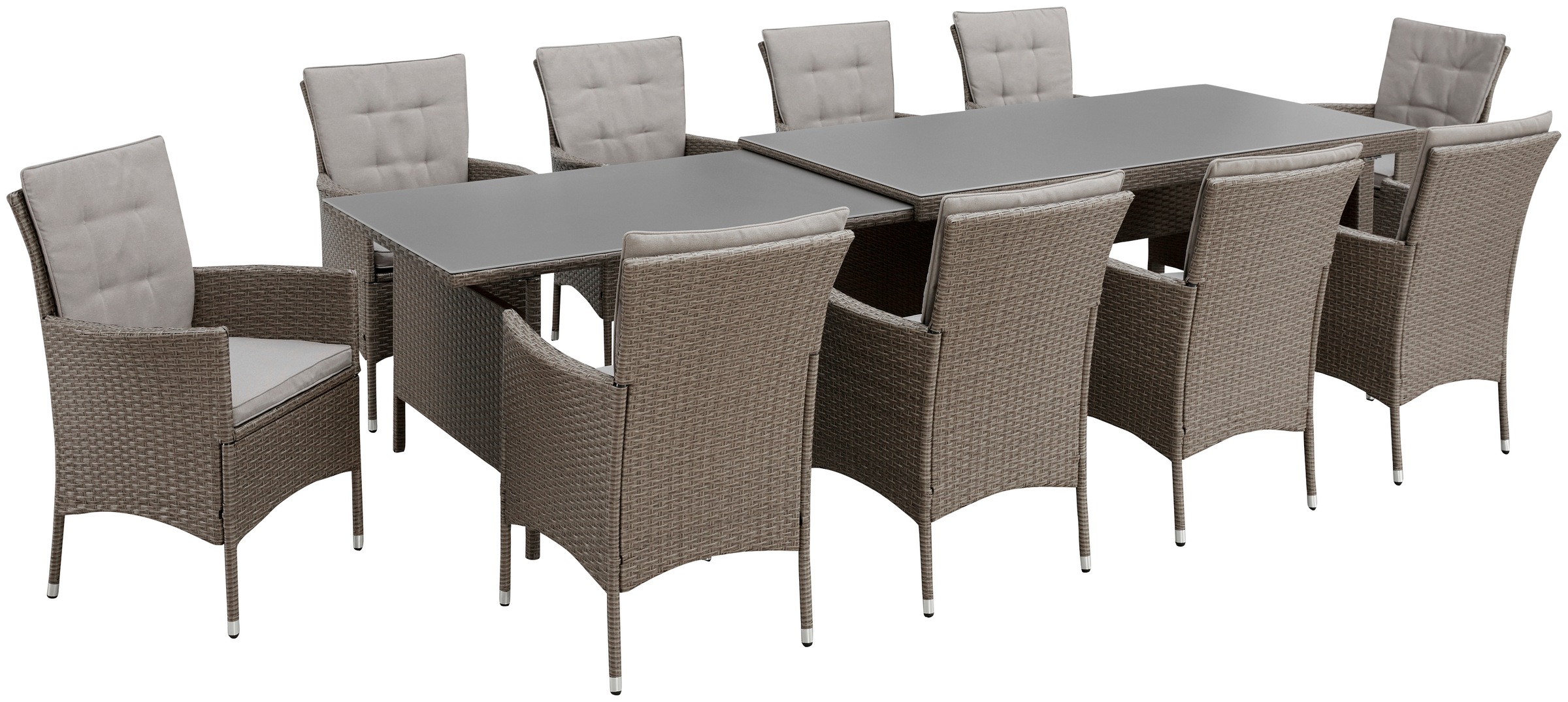 KONIFERA Garten-Essgruppe "Mailand" Set, 10x Sessel, 1x AZ-Tisch 179-302 cm günstig online kaufen