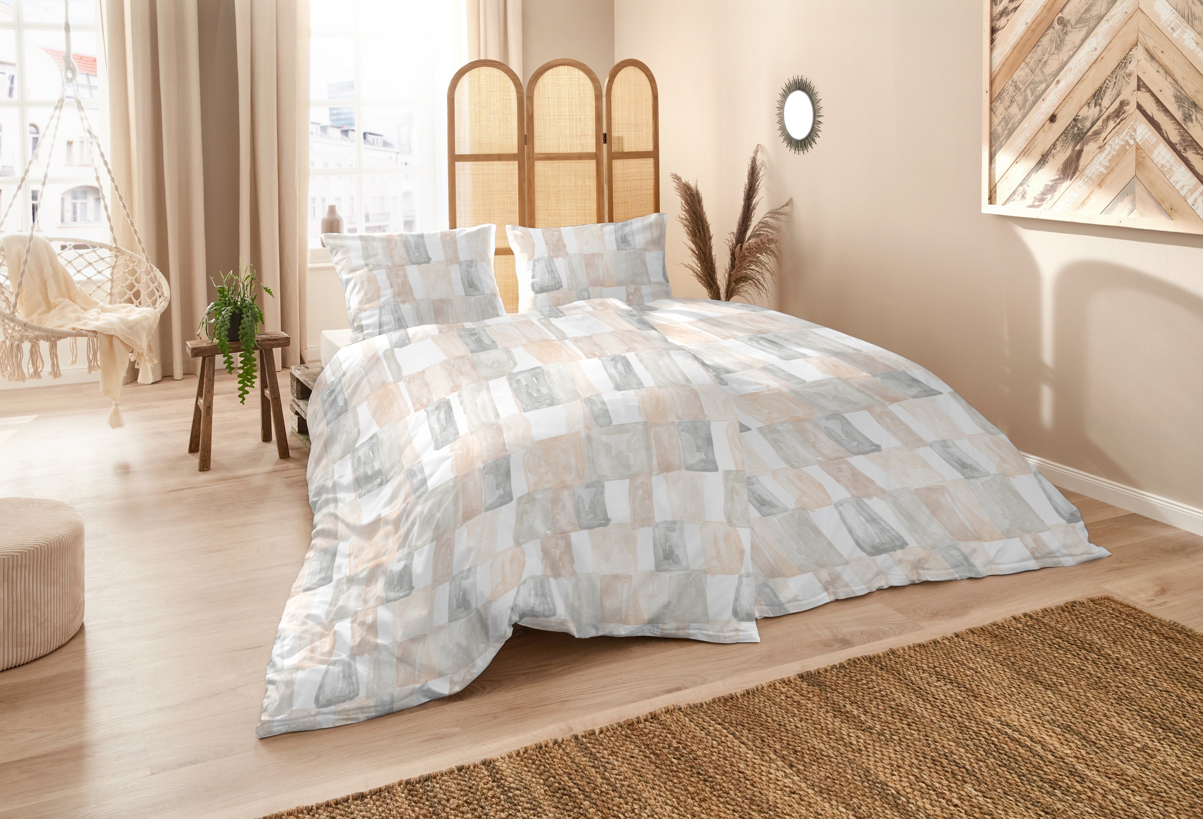 Thumbnail - Primera Bettwäsche "Perkal-Bettwäsche Watercolor Check" 2 Stk. mit Karo-Muster