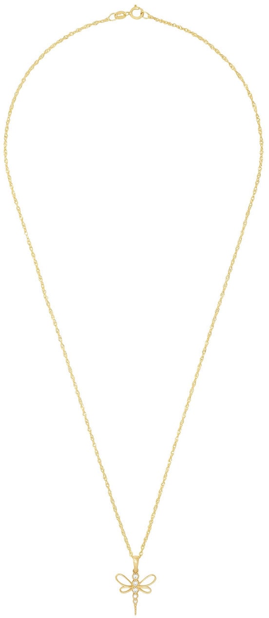 Amor Kette mit Anhänger »Libelle, 2014158«, mit Zirkonia (synth.)