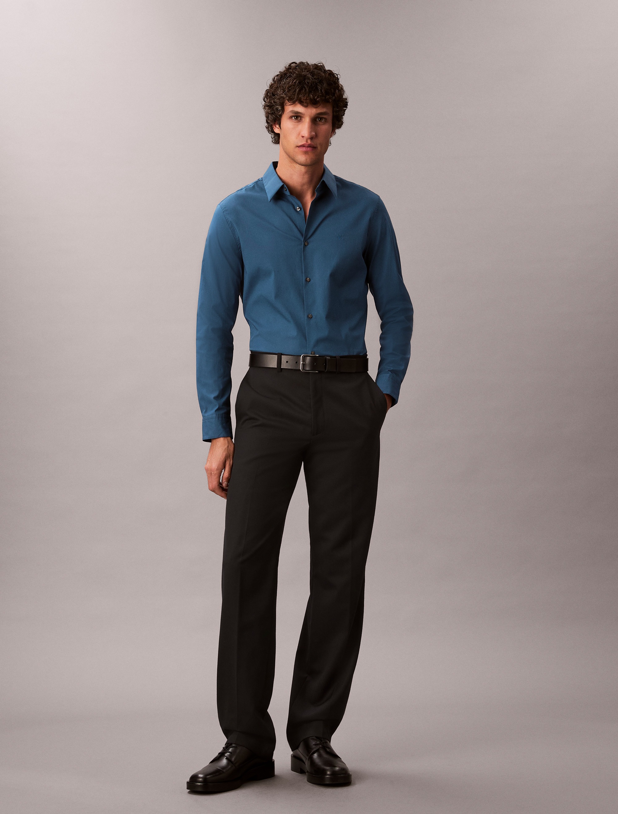 Calvin Klein Langarmhemd »LONG SLEEVE SOLID STRETCH SLIM SHIRT«, in Unifarbe