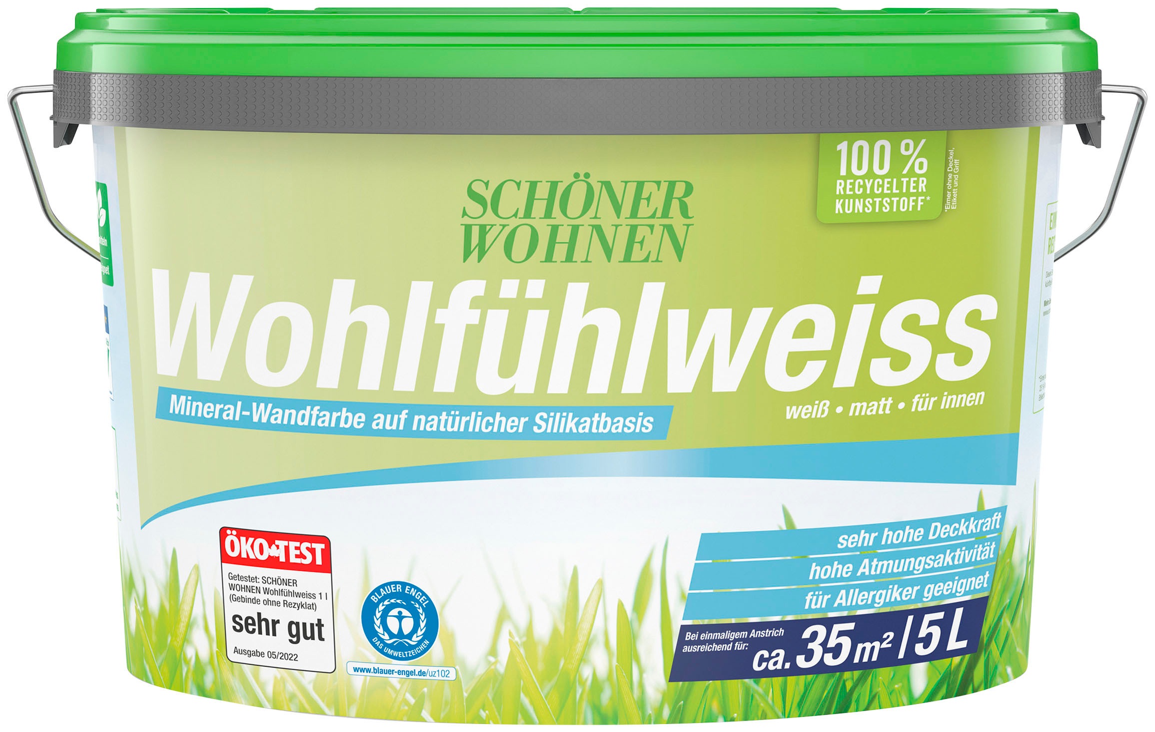 SCHÖNER WOHNEN FARBE Wandfarbe "Wohlfühlweiss", 5 Liter, weiß, Mineral-Wandfarbe - allergikergeeignet