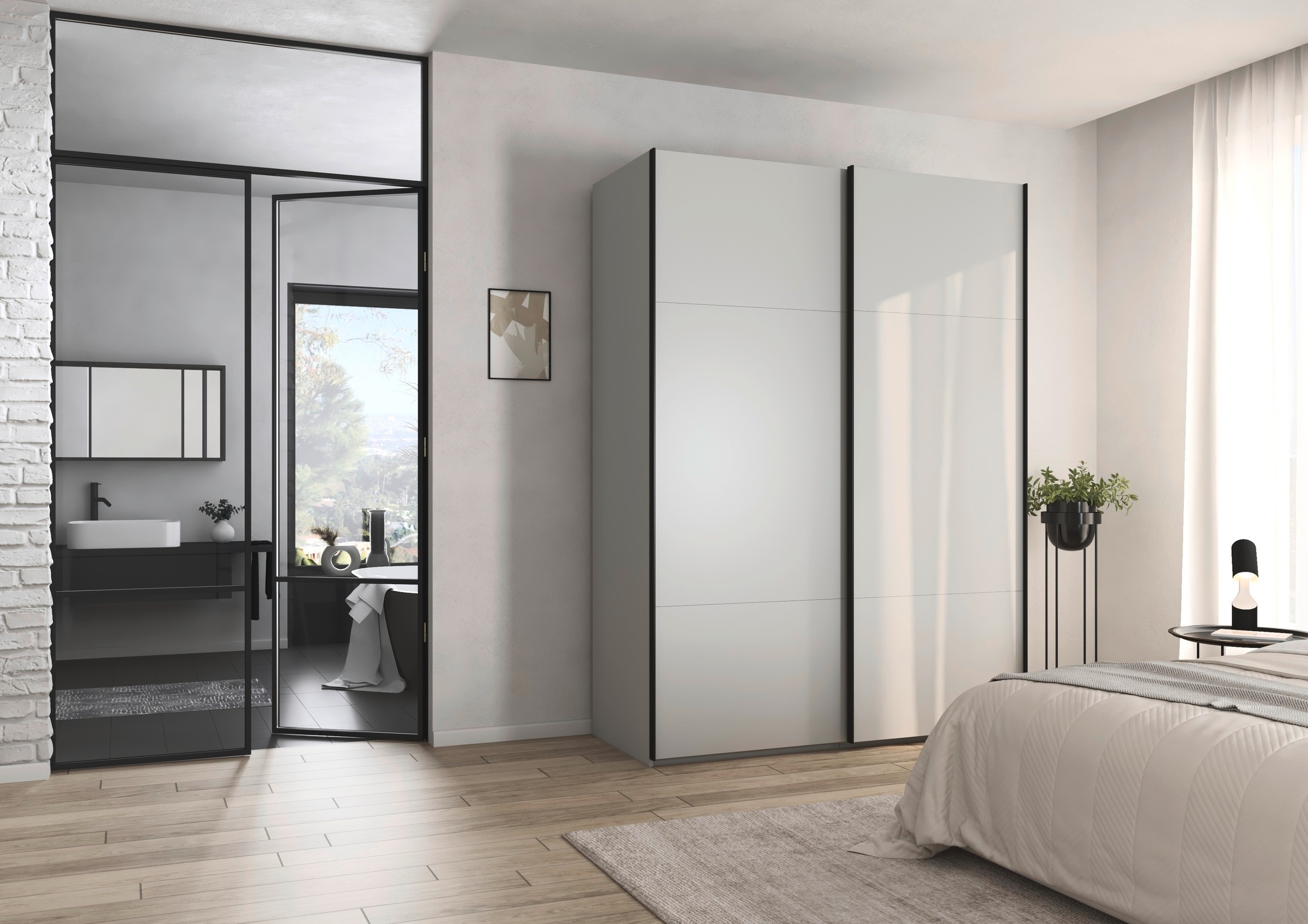 rauch Schwebetürenschrank "Kleiderschrank Schrank Garderobe Schlafzimmerschrank CONTIDO" 3 verschiedene Ausstattungen BASIC/CLASSIC/PREMIUM, aus hochwertigem Material in 6 Breiten 2 Griff-Farben MADE IN GERMANY