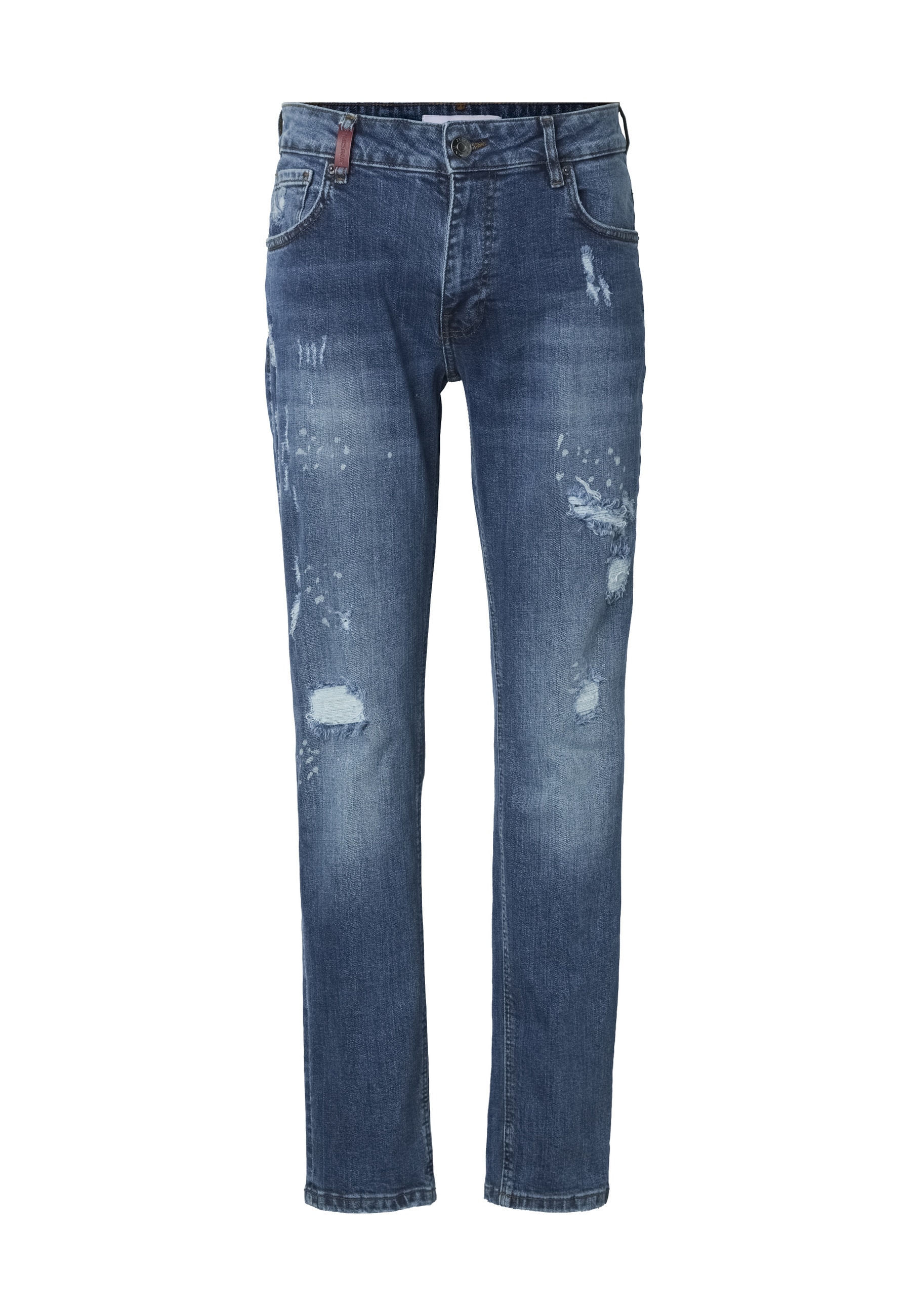 "Bequeme Jeans 2Y PREMIUM ""2Y Premium FRANCISCO DESTROYED SLIM FIT JEANS"", Herren, Gr. 34, Normalgrößen, blau (midblau), 98% Baumwolle, 2%