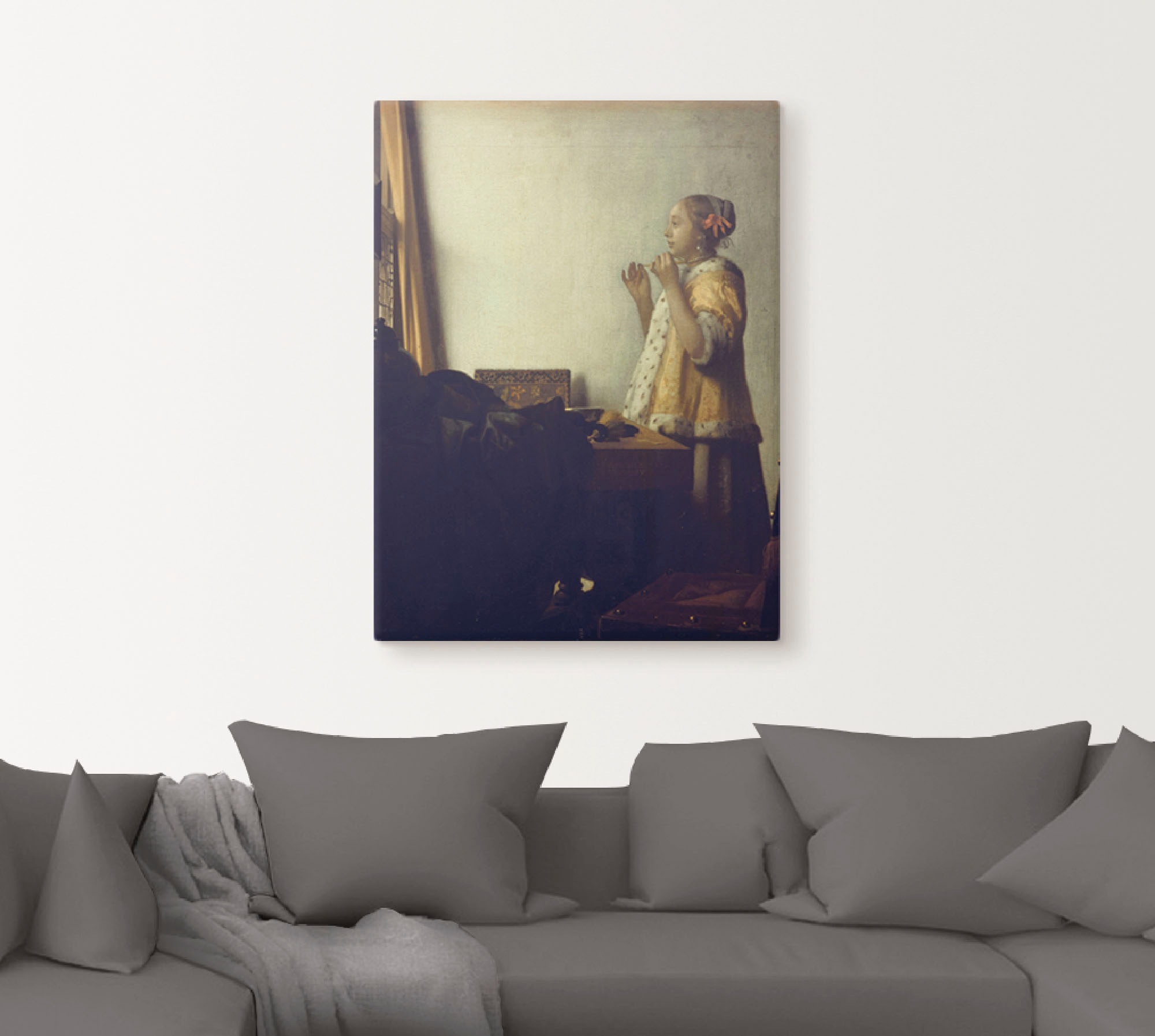 Artland Wandbild »Junge Dame mit Perlenhalsband«, Frau, (1 St.), als Leinwandbild, Wandaufkleber oder Poster in versch. Größen