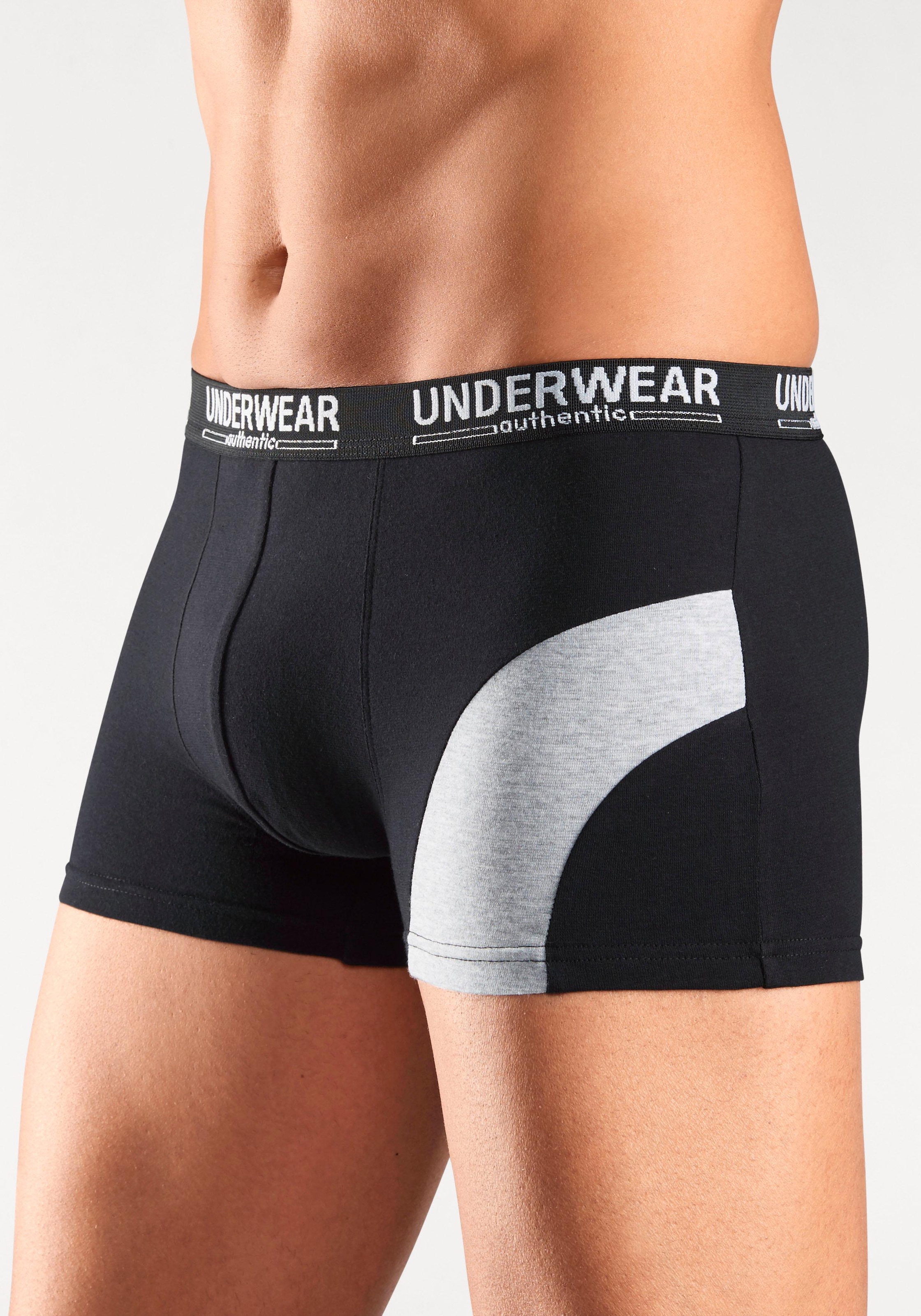 AUTHENTIC UNDERWEAR Boxer »Boxershorts für Herren«, (Packung, 4 St.), mit kontrastfarbenen Einsatz