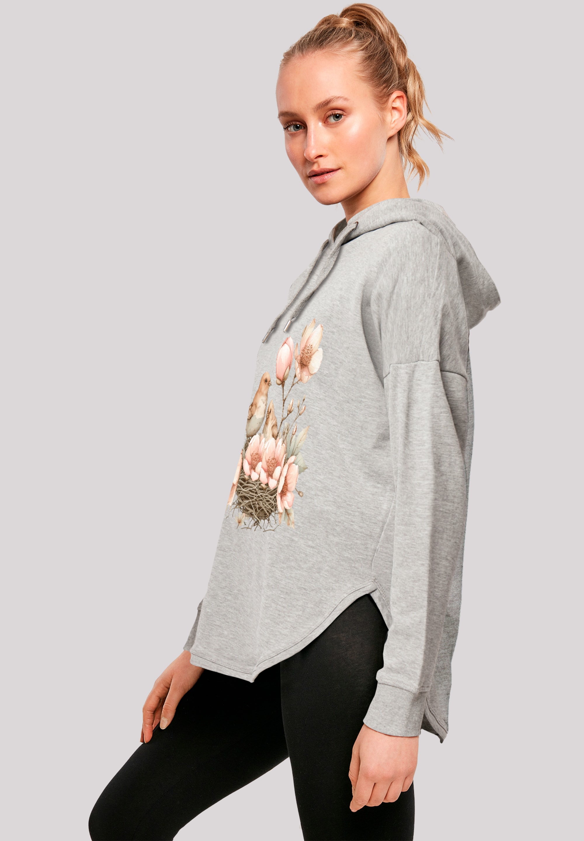 F4NT4STIC Kapuzenpullover »Vogelnest Blumen«, Premium Qualität