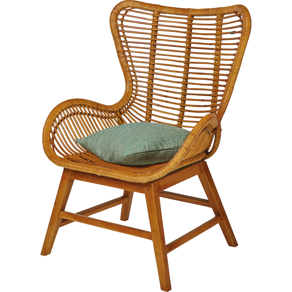 TOM TAILOR HOME Sessel »T-RATTAN ARMCHAIR«, Rattanarmlehnstuhl mit Teakholzgestell und organischer Form