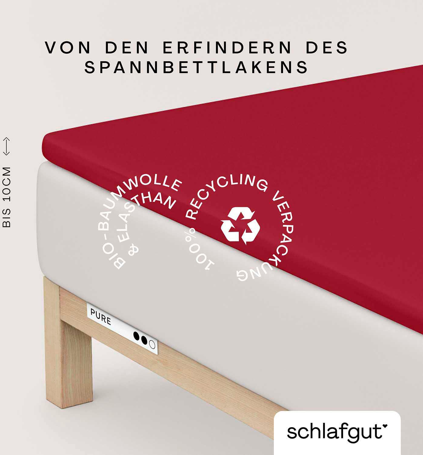 Schlafgut "PURE TOPPER Bio-Baumwolle mit Elasthan 170 g/m² für Topper bis 10 cm" PREMIUM Laken für Matratzen bis 10 cm Höhe, dehnbar, blickdicht