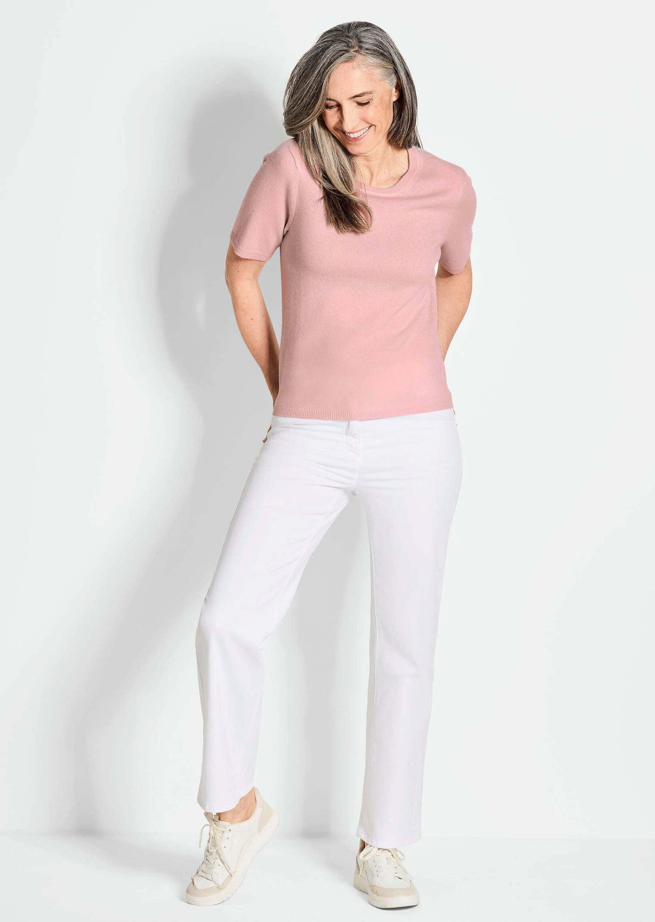 GOLDNER Kurzarmpullover "Halbarmpullover mit Rundhals aus Kaschmir" günstig online kaufen