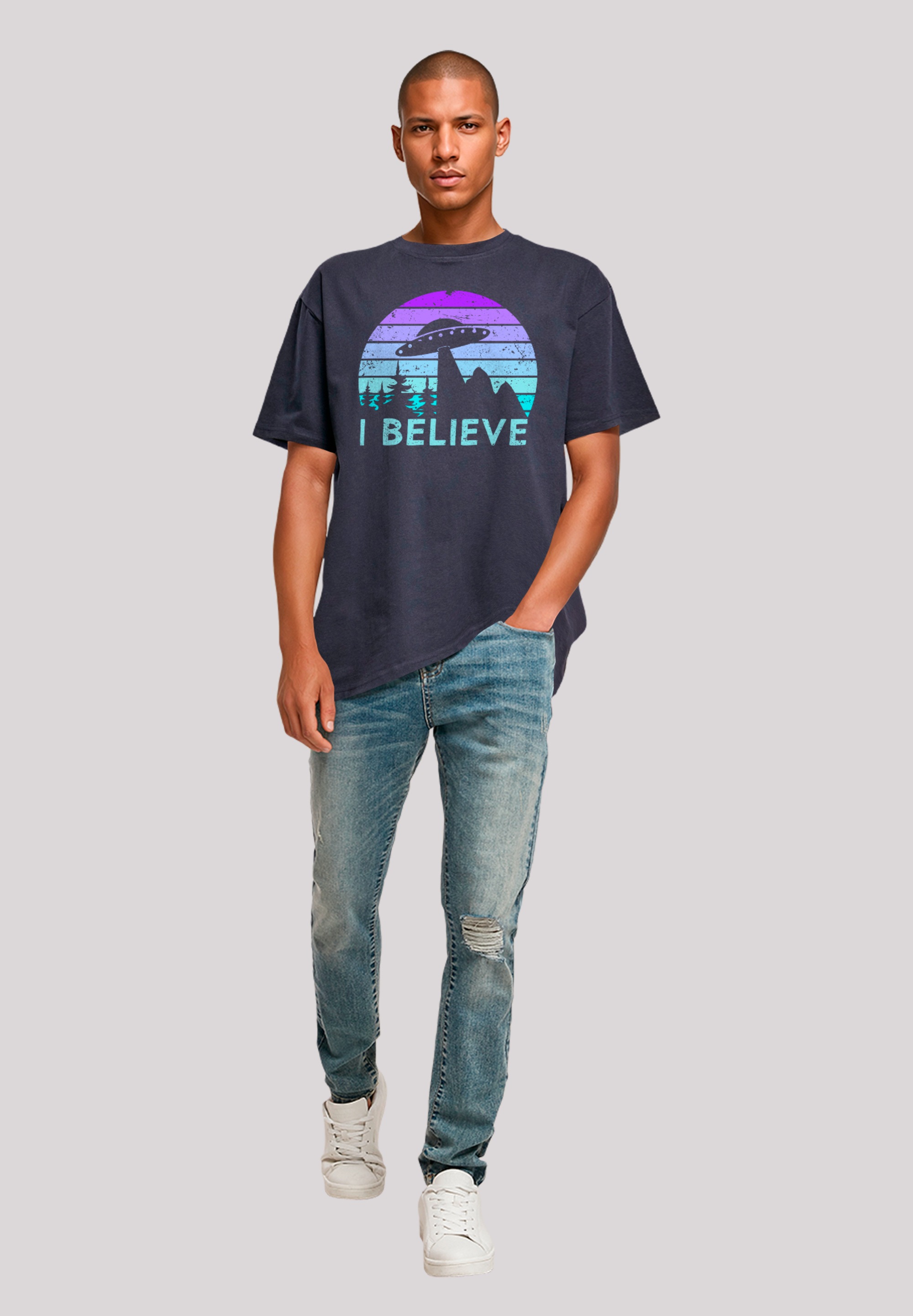 F4NT4STIC T-Shirt »I BELIEVE UFO Alien Raumschiff Retro«, Premium Qualität