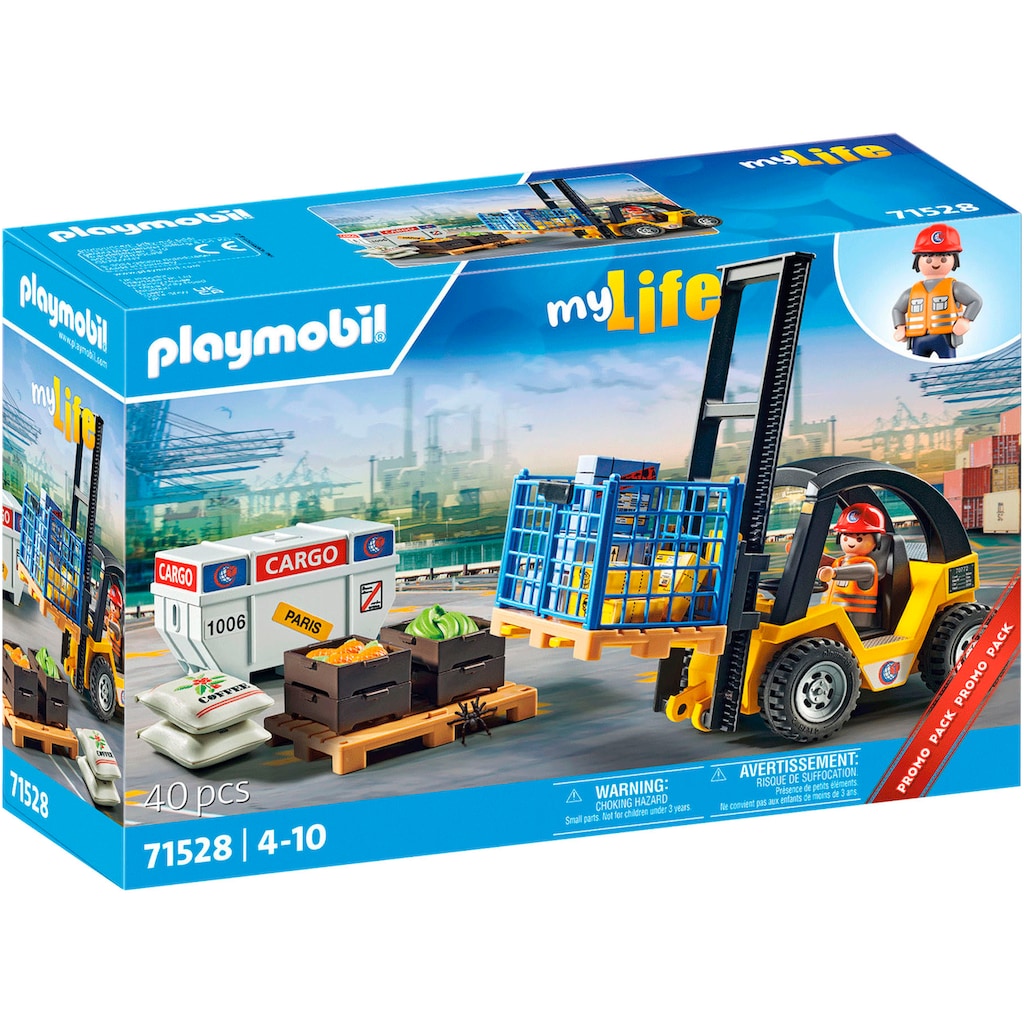Playmobil® Konstruktions-Spielset »Gabelstapler mit Fracht (71528), My Life«, (40 St.), Made in Germany