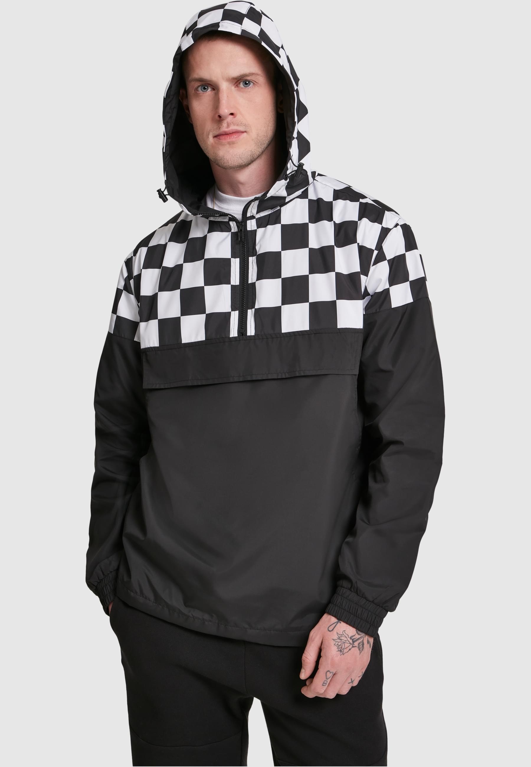 URBAN CLASSICS Allwetterjacke »Urban Classics Herren Check Pull Over Jacket«, (1 St.), mit Kapuze
