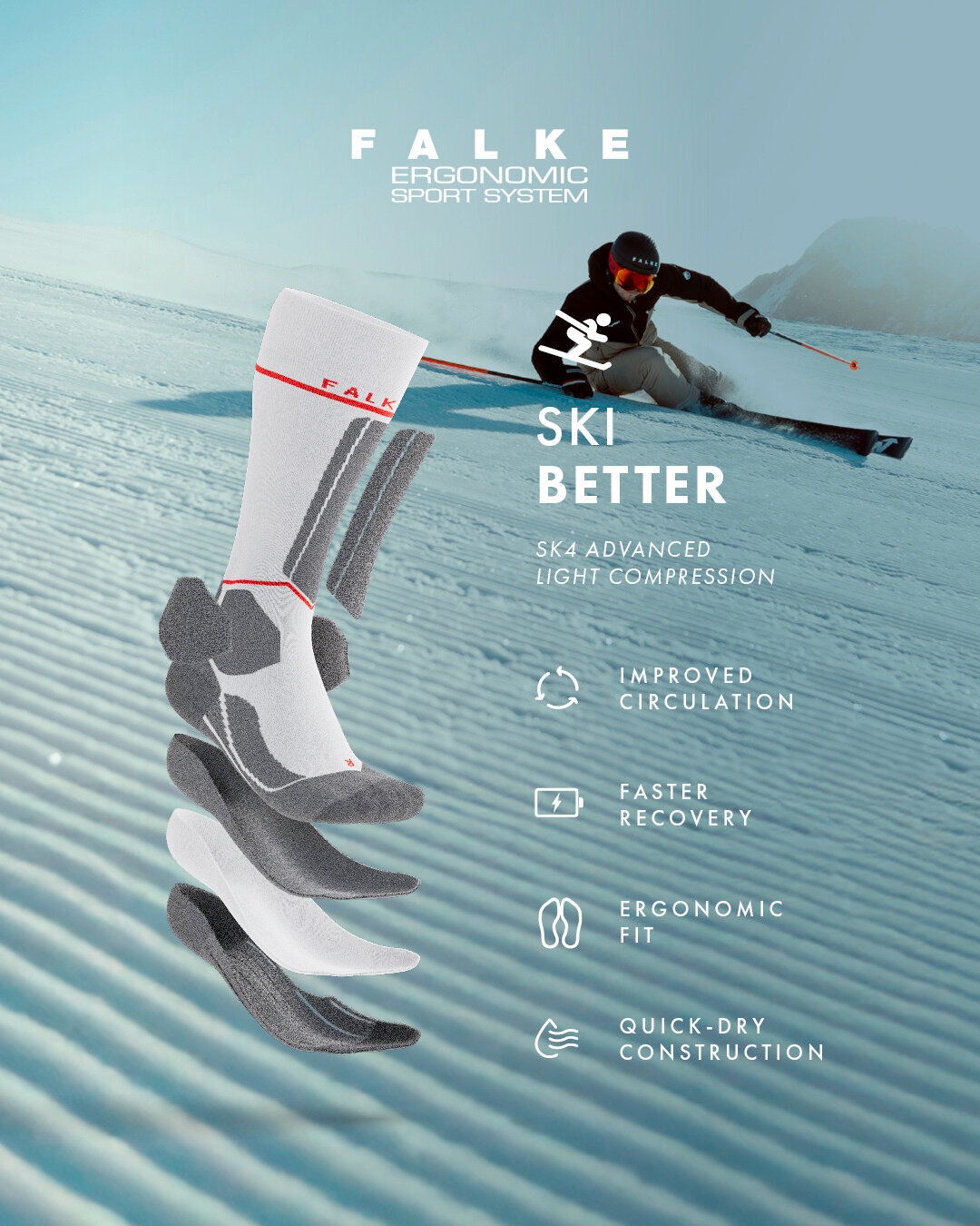FALKE Kniestrümpfe »SK4 Advanced Compression Light« 1 Paar tlg.