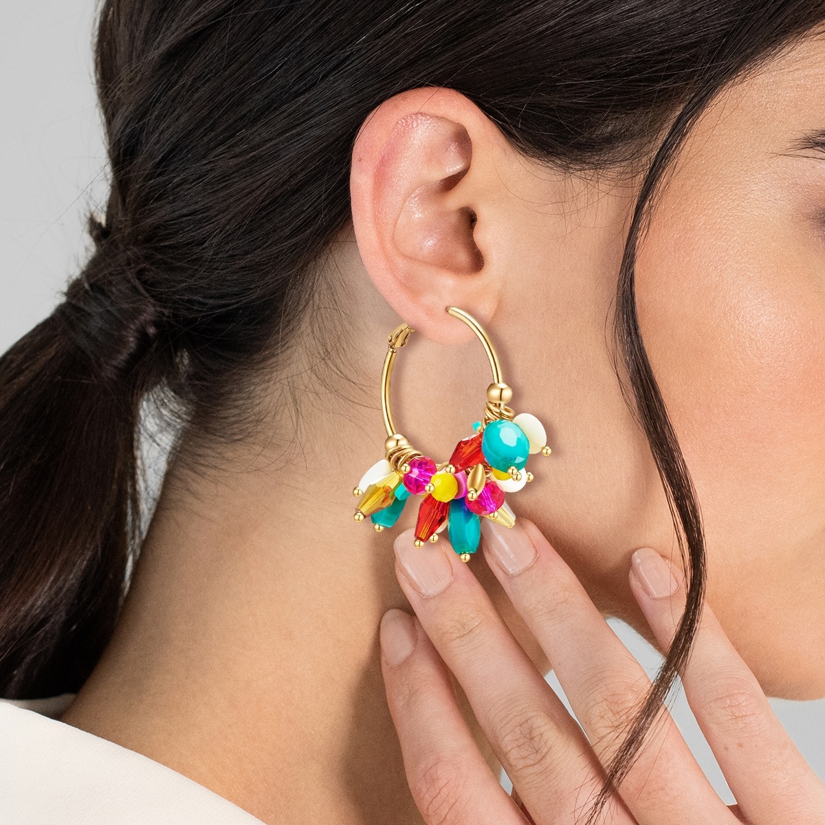 Yokoamii Paar Creolen »Set: Y54« Creolen gelbgold bunt