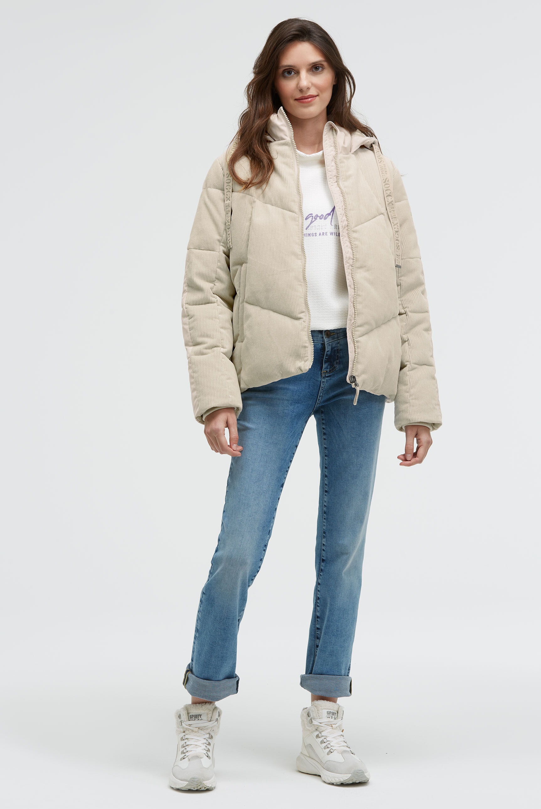 SOCCX Winterjacke mit Kapuze mit Windfangleiste