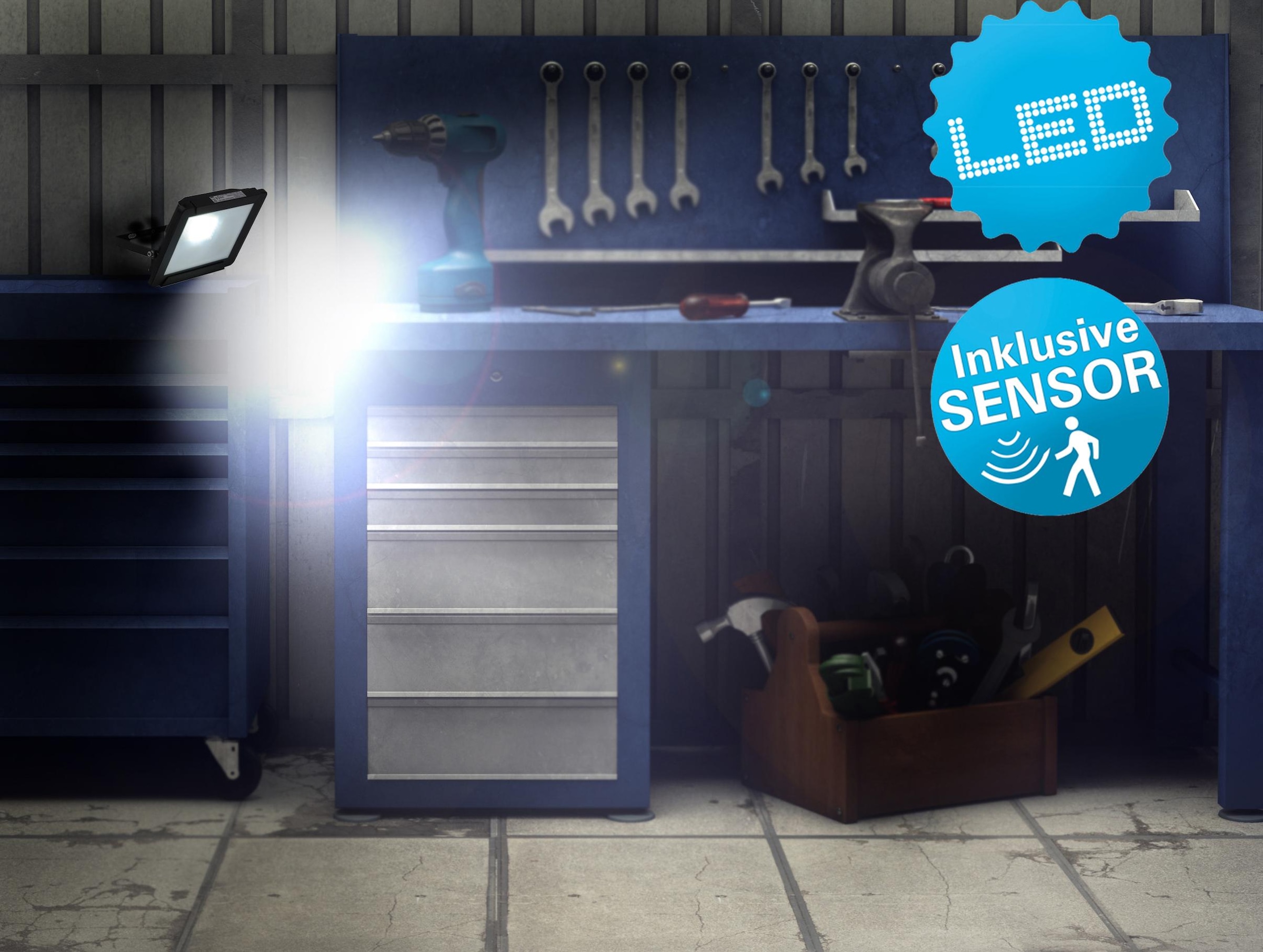 näve LED Außen-Wandleuchte »STRAHLER« LED-Board 1 Stk. Kaltweiß LED Außen- Wandleuchte, 42x SMD 2835 LED; total 30W,kaltweiß