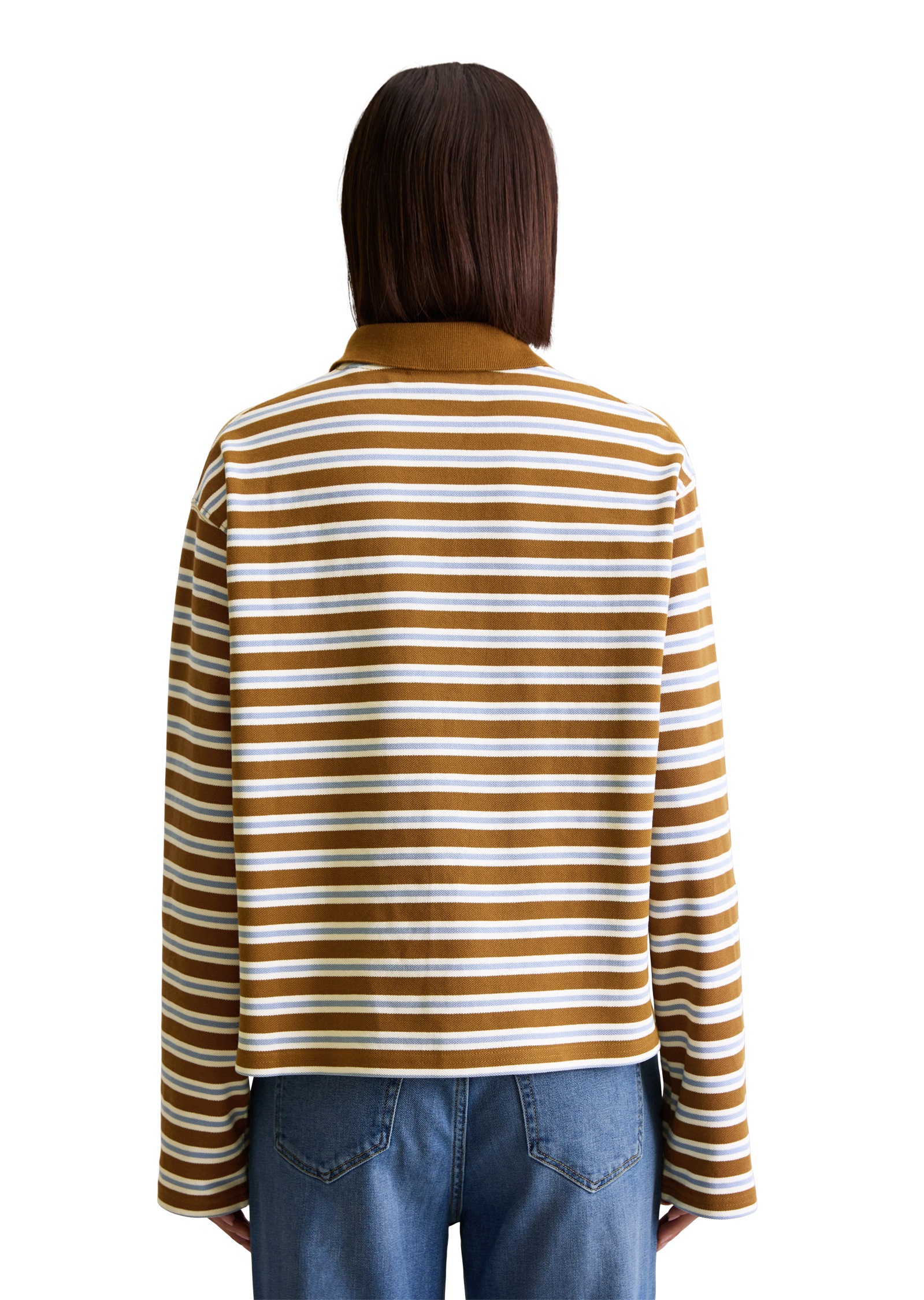 Thumbnail - Marc OPolo DENIM Langarm-Poloshirt "aus gestreiftem Heavy Piqué-Jersey"