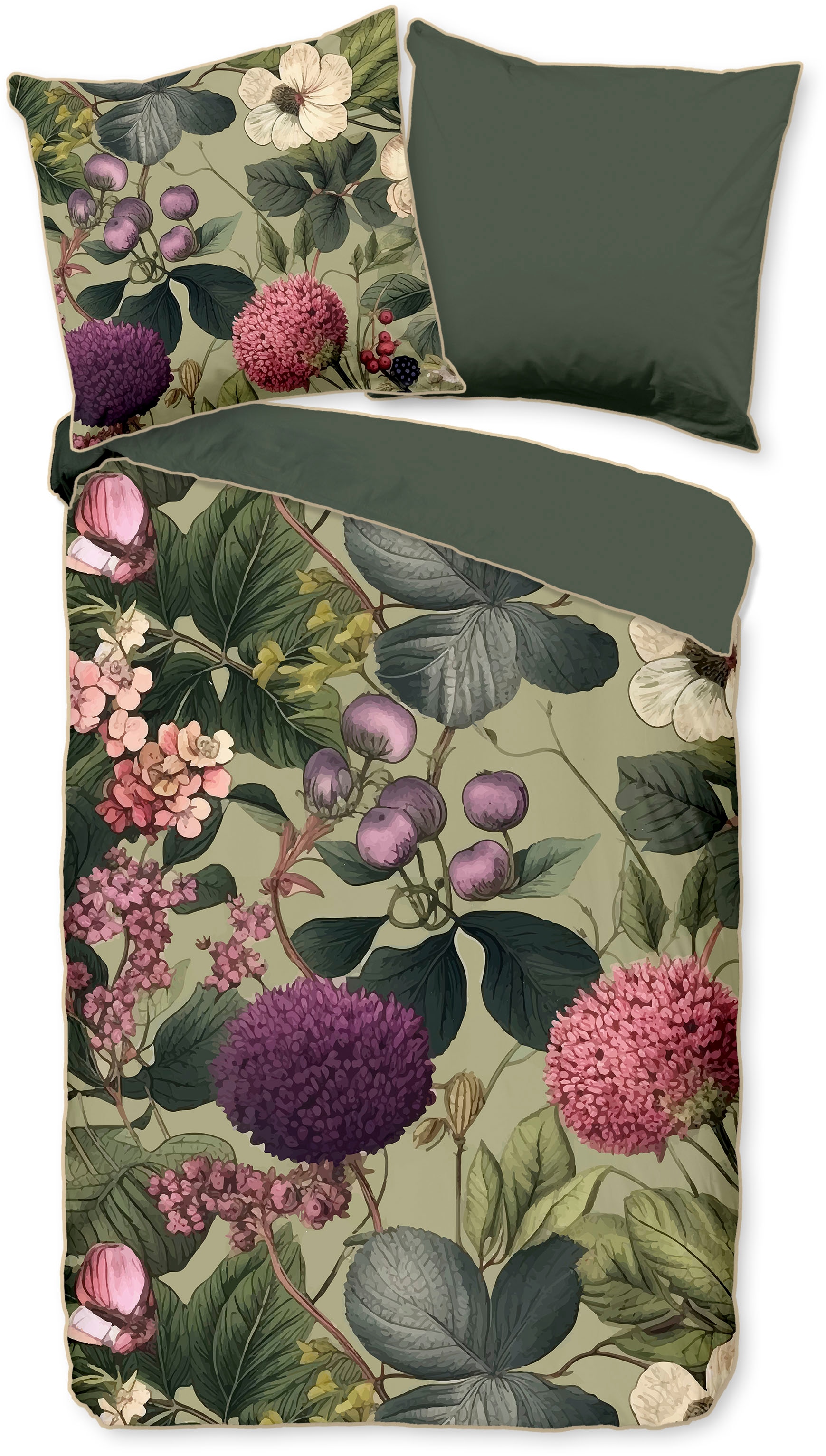 Descanso Wendebettwäsche "Onaz" 3 Stk. tlg. Satin, Reißverschluss, Paspel, günstig online kaufen