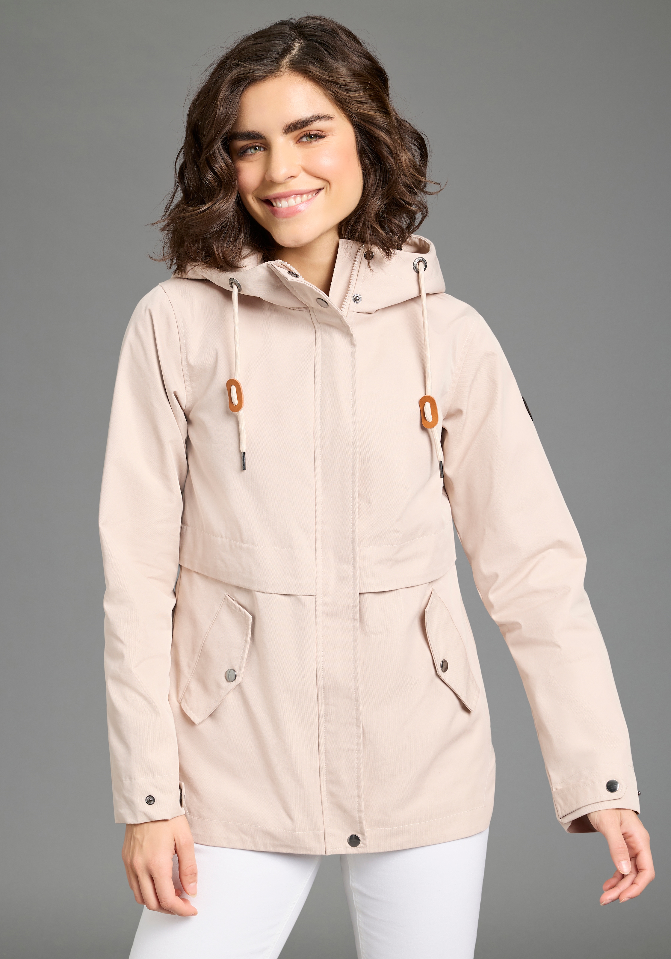 KangaROOS Outdoorjacke mit Kapuze Übergangsjacke gefütterte Kapuze, Kordelzug, Klappentaschen