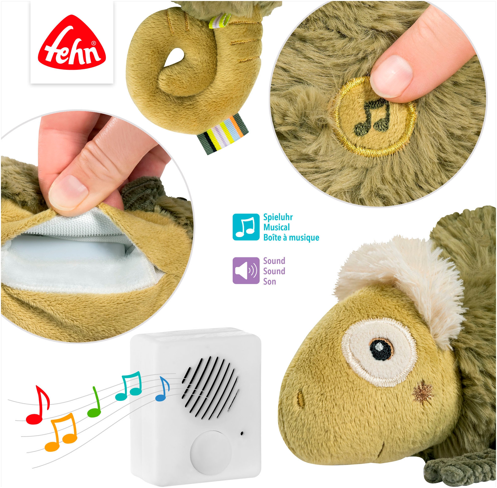 Fehn Kuscheltier »Lazy, Crazy & Pink, Einschlafhilfe Chamäleon«