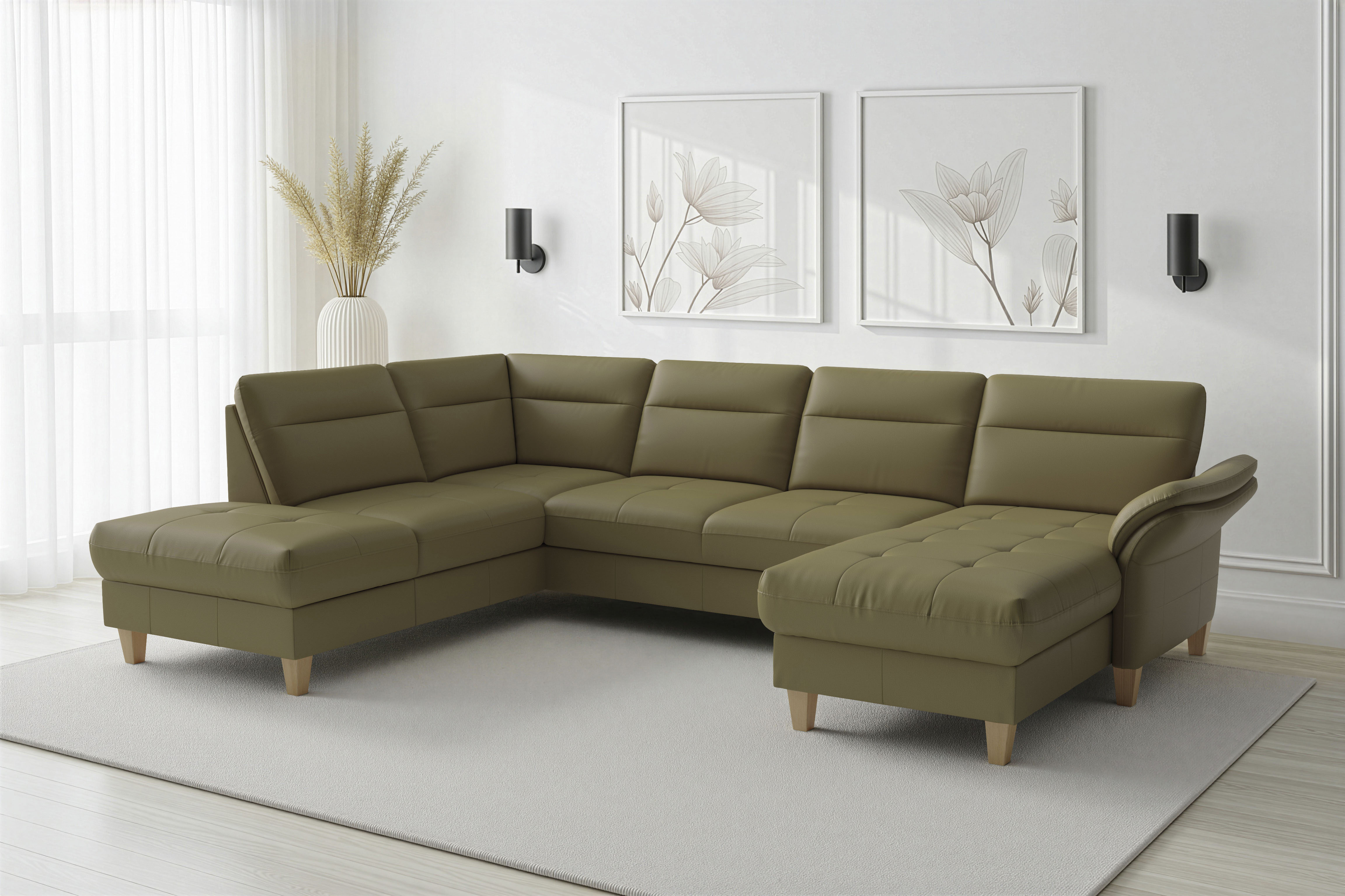 sit&more Wohnlandschaft "Pamela U-Form, B: 292 cm, optional Schlaffunktion & Bettkasten, Leder"