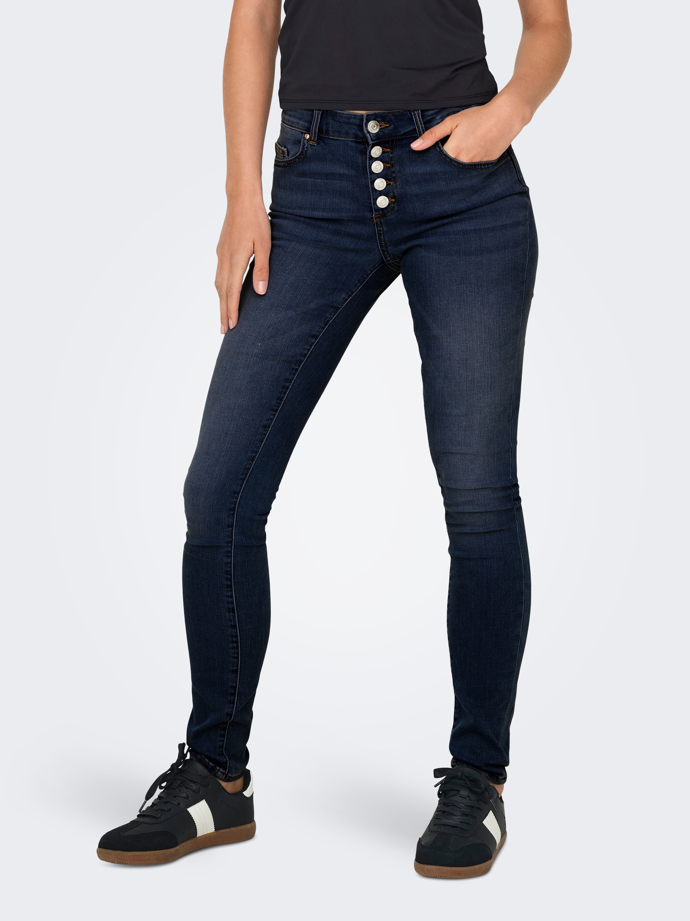 ONLY Skinny-fit-Jeans "ONLHUSH MID SK VIS BUTTON DNM BOX X"