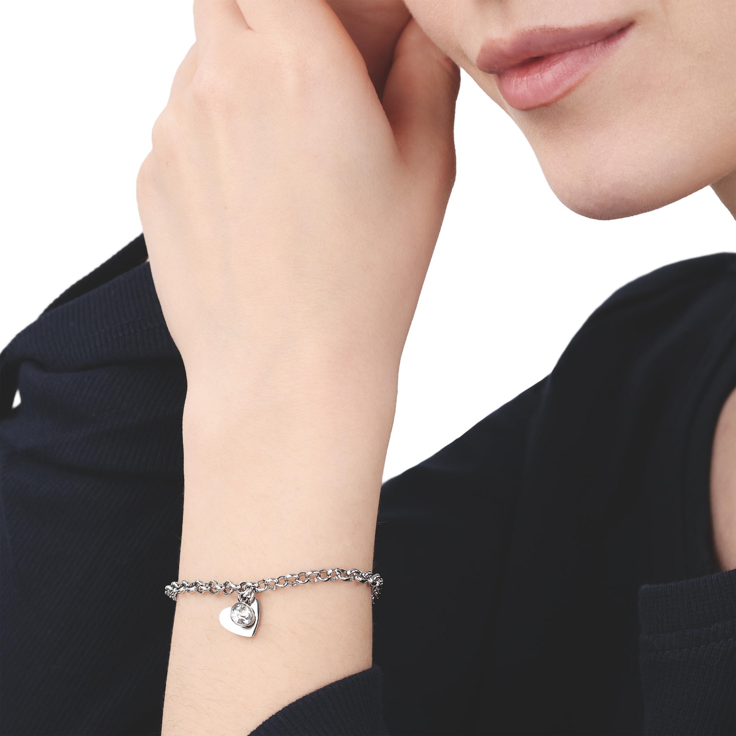 TOM TAILOR Armband »Schmuck Geschenk Edelstahl Herz« mit Kristallglas