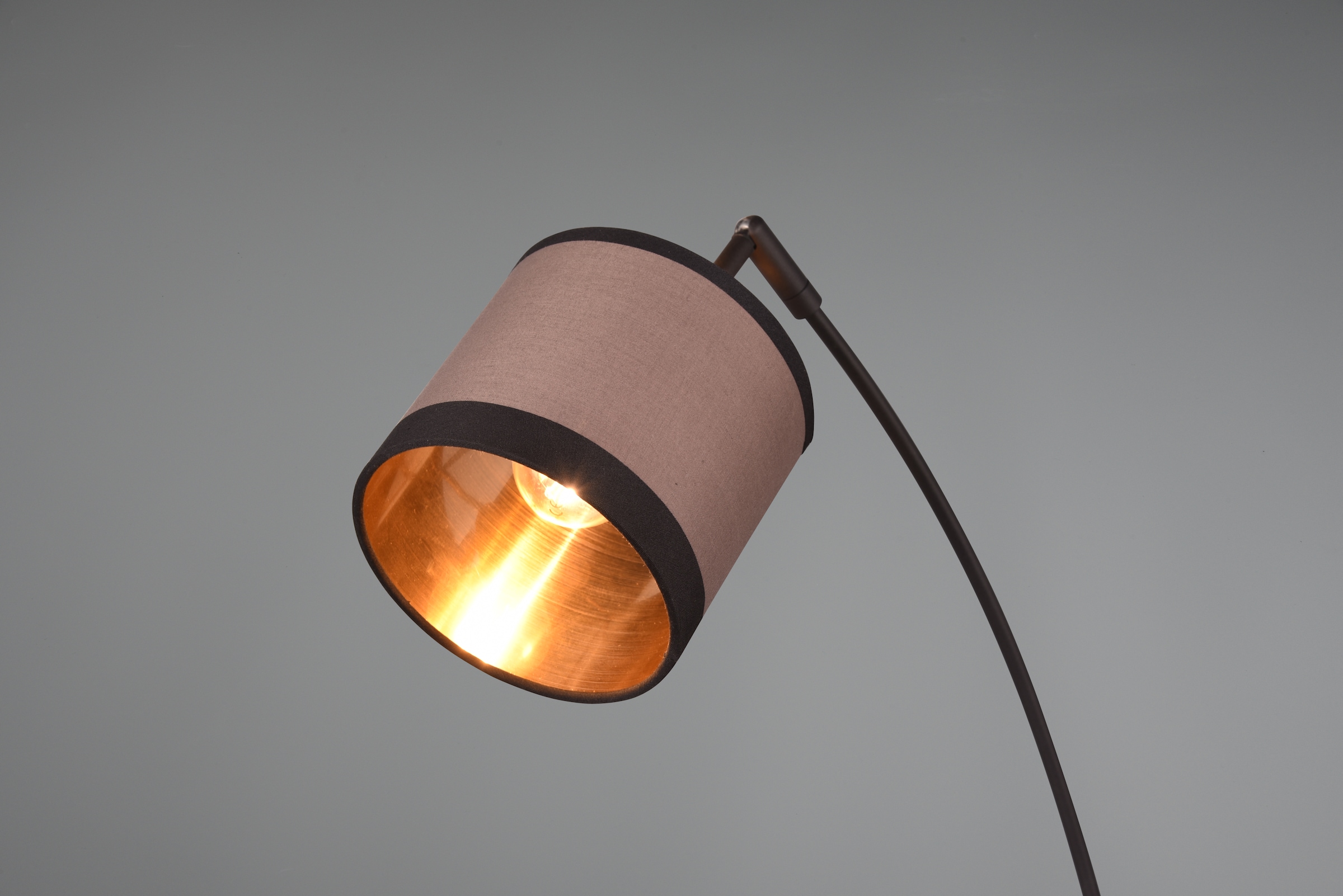 REALITY Leuchten Stehlampe »DAVOS, Stehleuchte 3-flammig exkl 3xE14 max 28W Fußschalter 185cm hoch«, 3 flammig, Leuchtmittel E14 | Leuchtmittel wechselbar, Stehlampe Metall mit 2-farbigen Stoffschirmen Bogenlampe Bogenleuchte