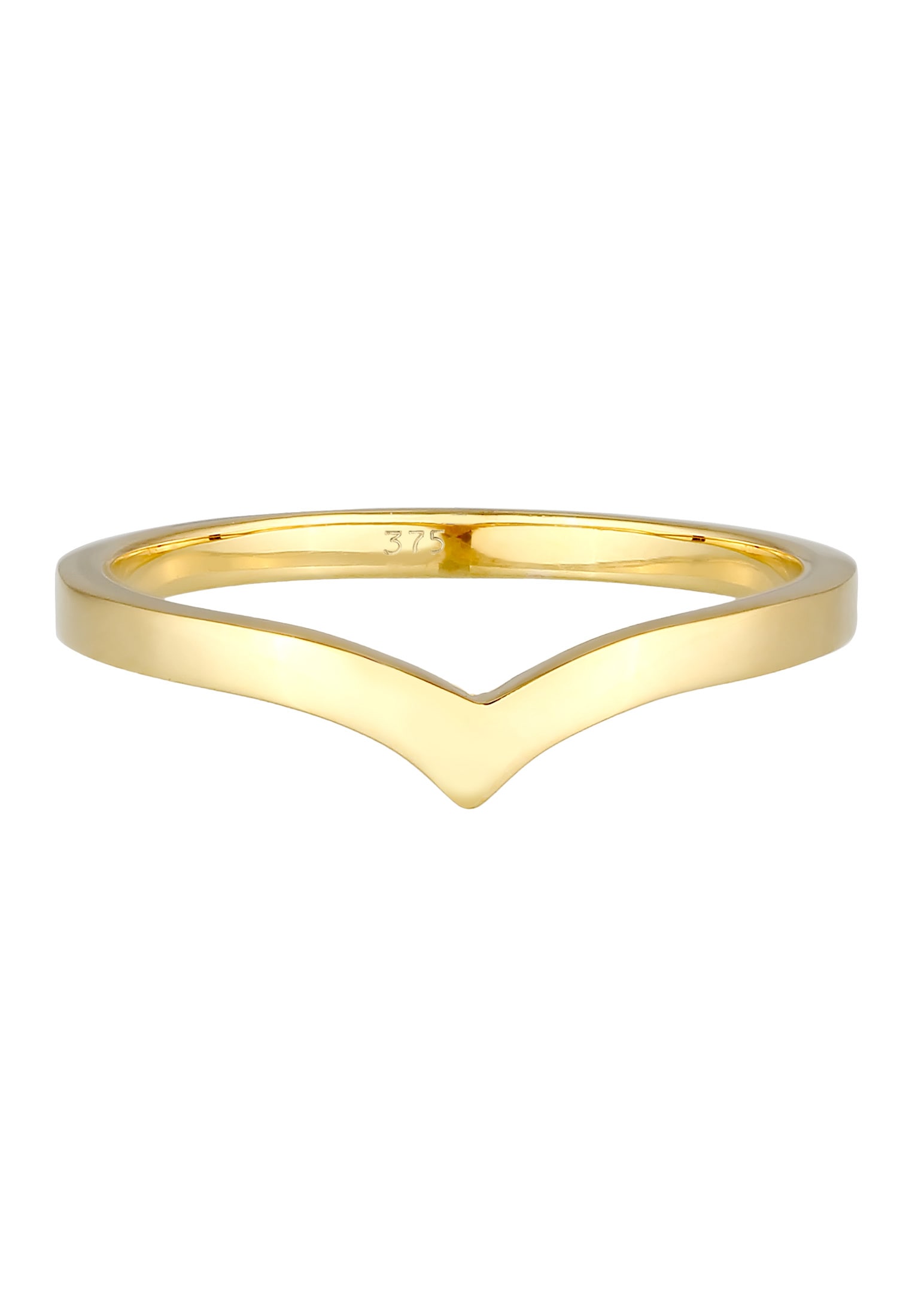 Elli Premium Fingerring »V-Form Stapelring Geo Look Modern 375 Gelbgold«