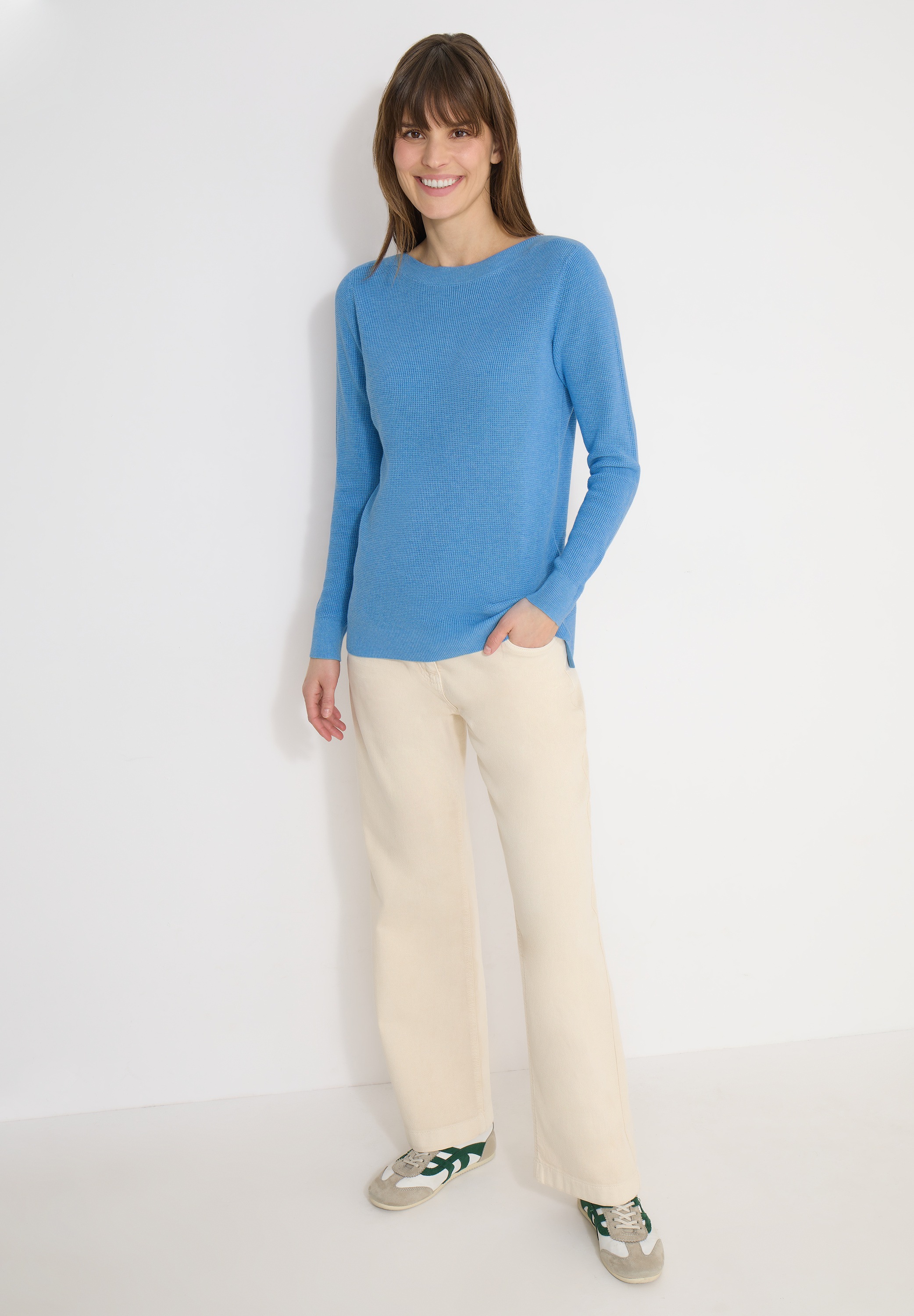 Strickpullover CECIL, Damen, Gr. S (38), cloud blau melange, Web, 60% Baumwolle, 40% Viskose, unifarben, comfort fit normal, U-Boot-Ausschnitt, Bündchen, Pullover Strickpullover, im soften Baumwoll-Mix 5