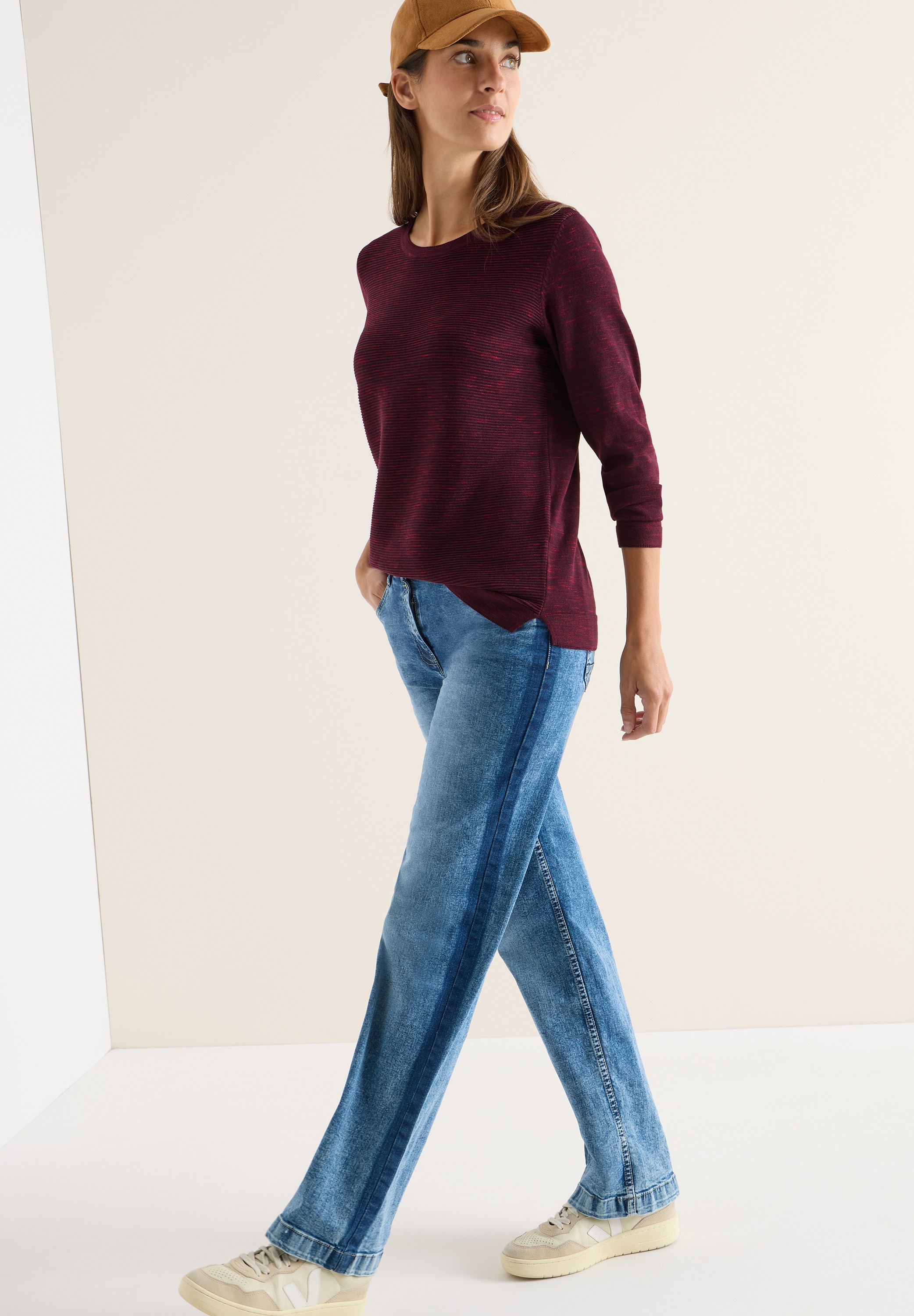 Cecil Rundhalspullover mit Struktur