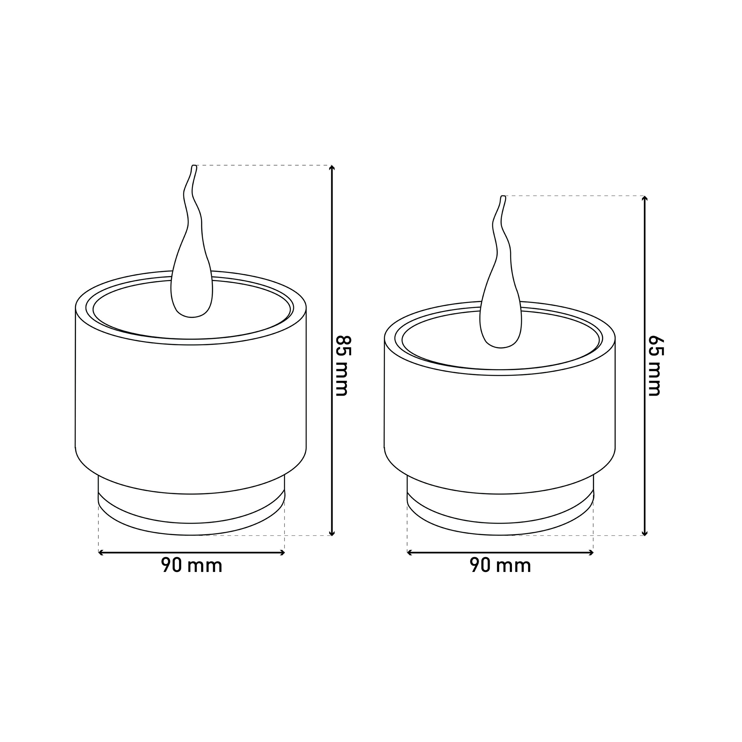 näve LED Dekolicht »Loni« LED-Modul 2 Stk. Warmweiß 2er-Set Kerzen schwarz, Flammeneffekt, Timer, Schiebeschalter, D: 9cm