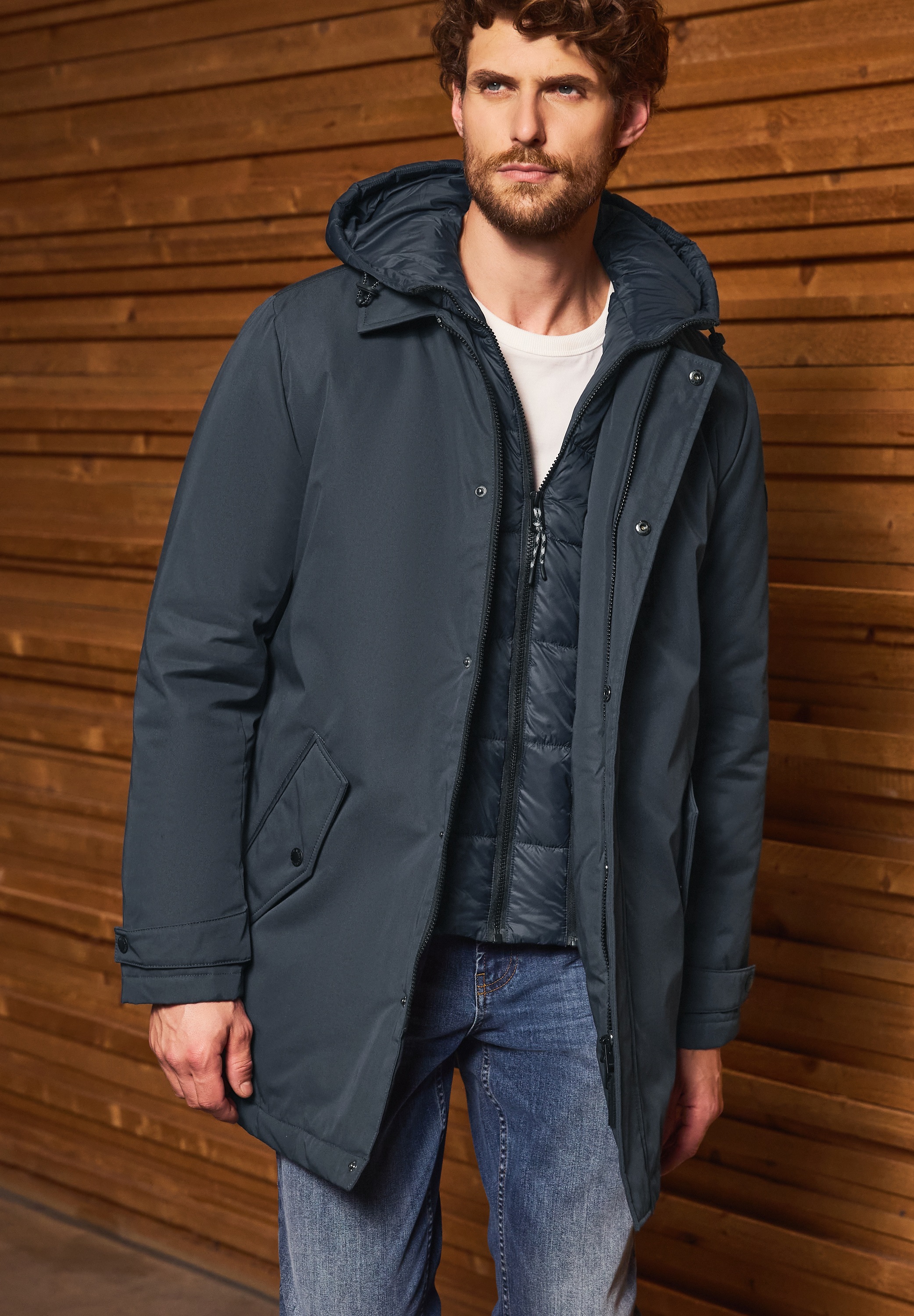 STREET ONE MEN Winterjacke mit Kapuze mit Kapuze