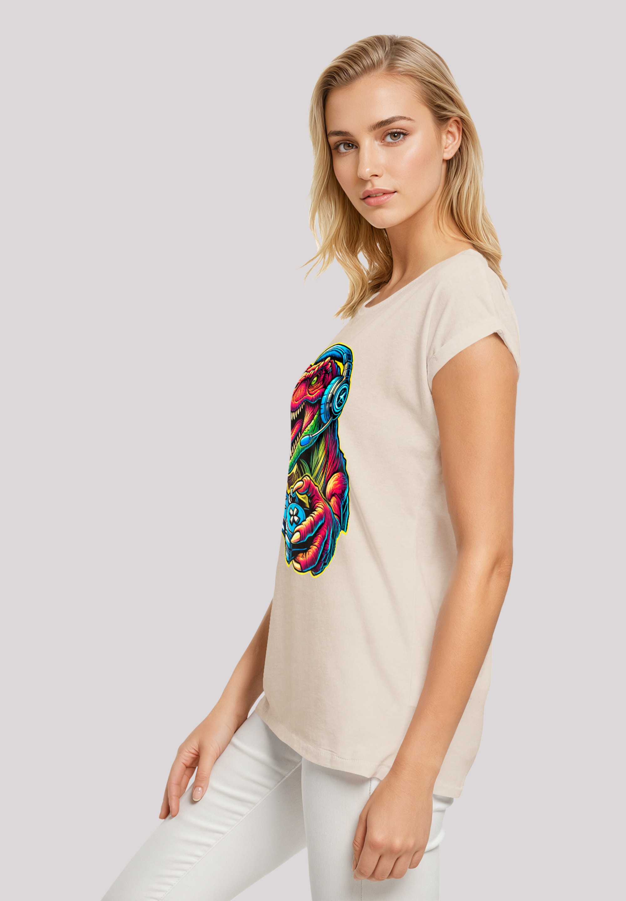 F4NT4STIC T-Shirt »Dinosaurier Gamer«, Premium Qualität