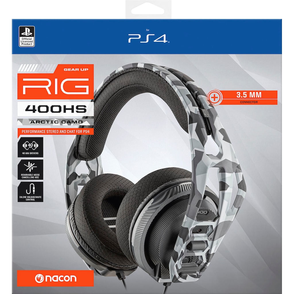 nacon Gaming-Headset »Nacon RIG 400HS Gaming-Headset, Camo-schwarz, 3,5 mm Klinke«, Mikrofon abnehmbar