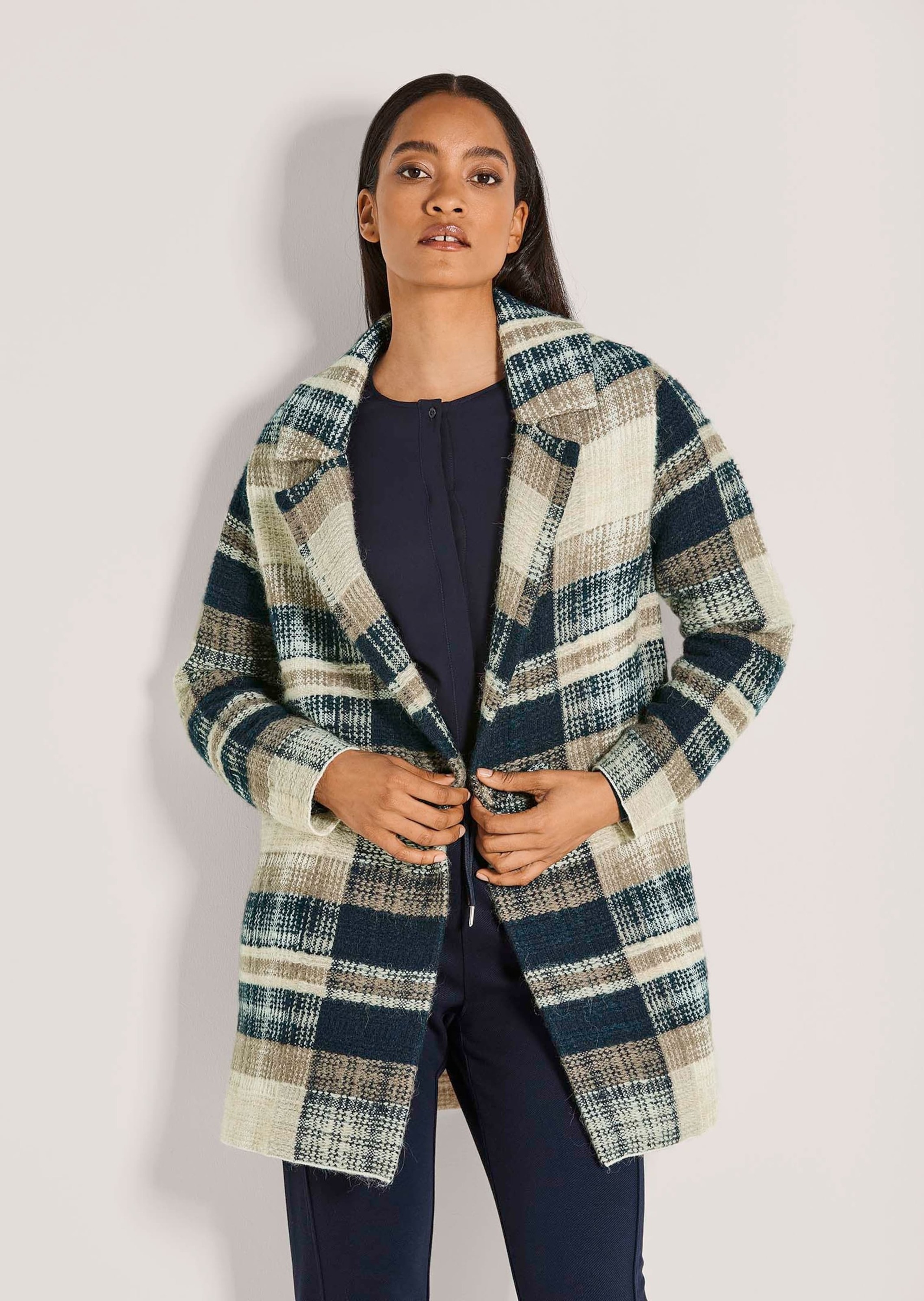MADELEINE Dünner Mantel Strickjacke Marine/Beige 44 2