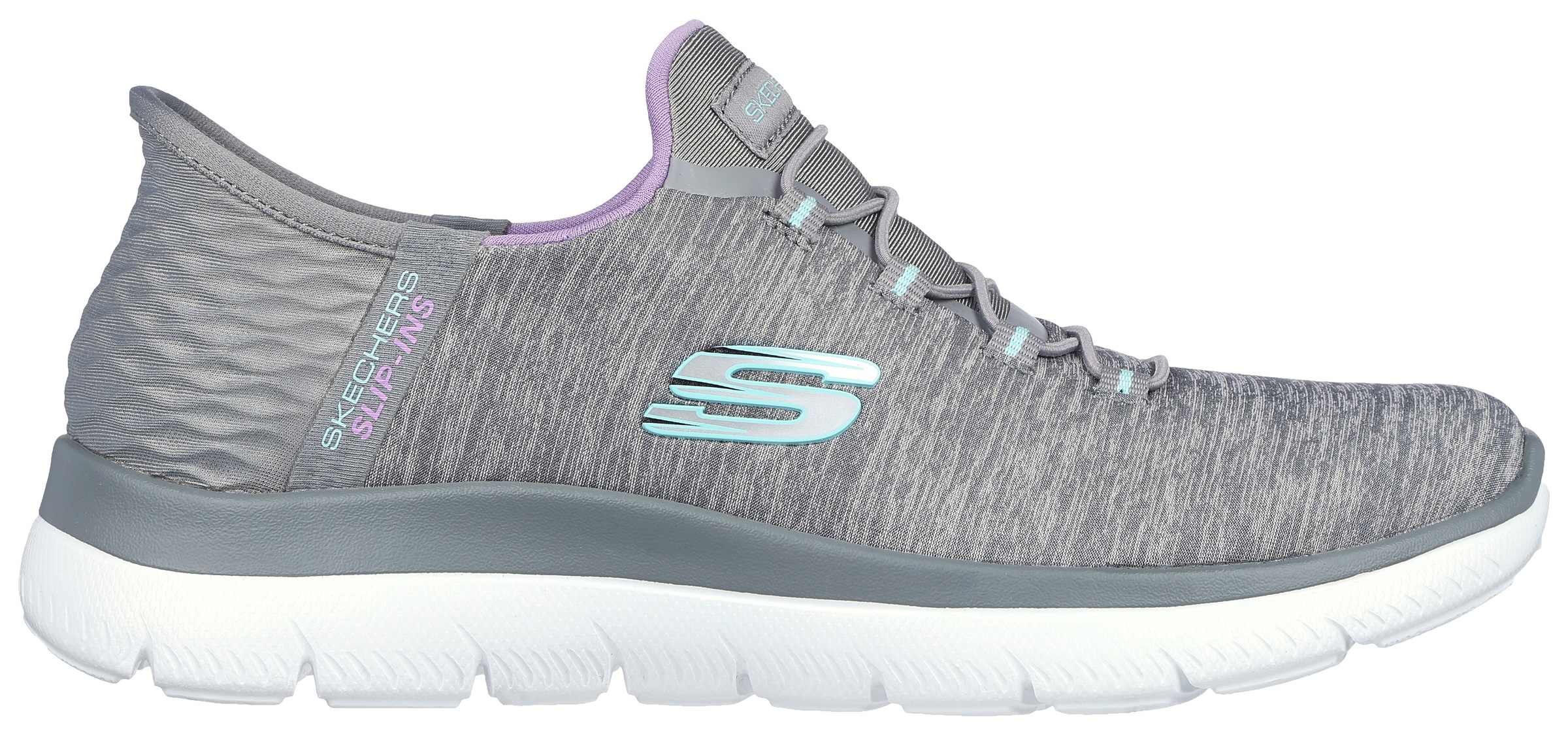 Slipper SKECHERS "SUMMITS DAZZLING HAZE", Damen, Gr. 40, grau (grau, meliert), Textil, Schuhe Slipper, Slip Ins Sneaker, Freizeitschuh mit dezenten Kontrastdetails 3