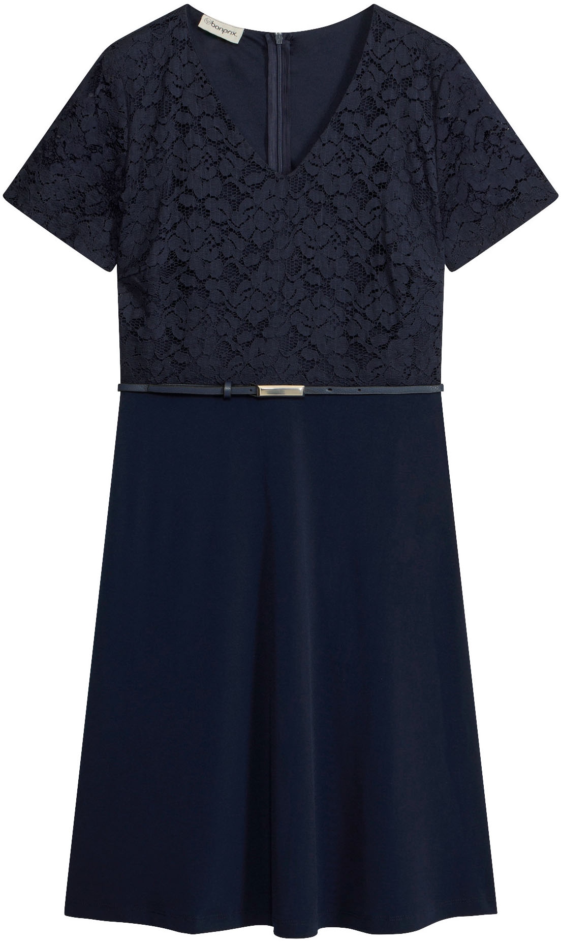 bonprix Minikleid festlicher Stil, mit kurzem Arm, ausgestellte Passform