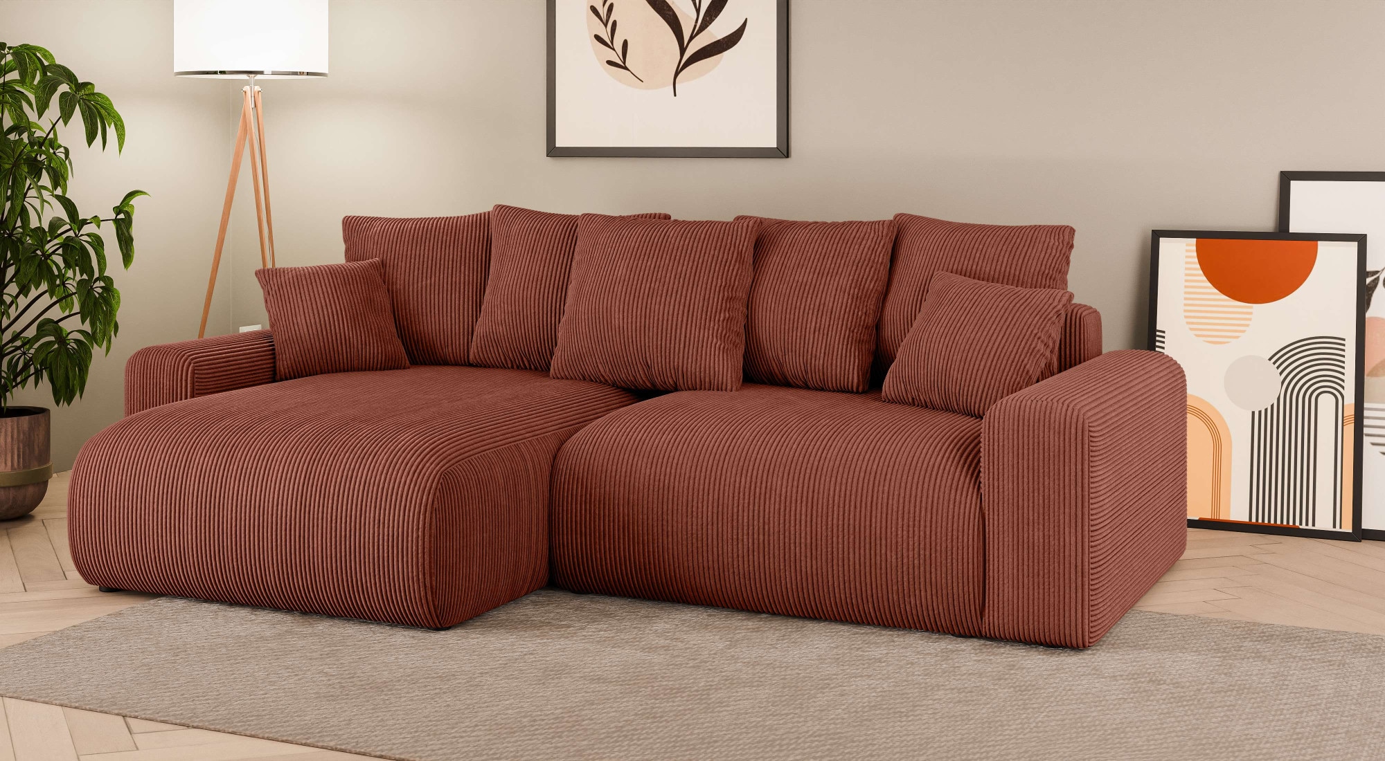 Home affaire Ecksofa »LAKESIDE klein mit Bettfunktion und Bettkasten, B/T/H 235/142/84 cm«, L-Form, Recamiere beidseitig montierbar, mit Wellenunterfederung