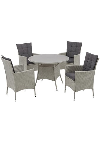 Garten-Essgruppe »Mailand«, (13 tlg.), 4 Sessel, Tisch Ø 100 cm, Polyrattan