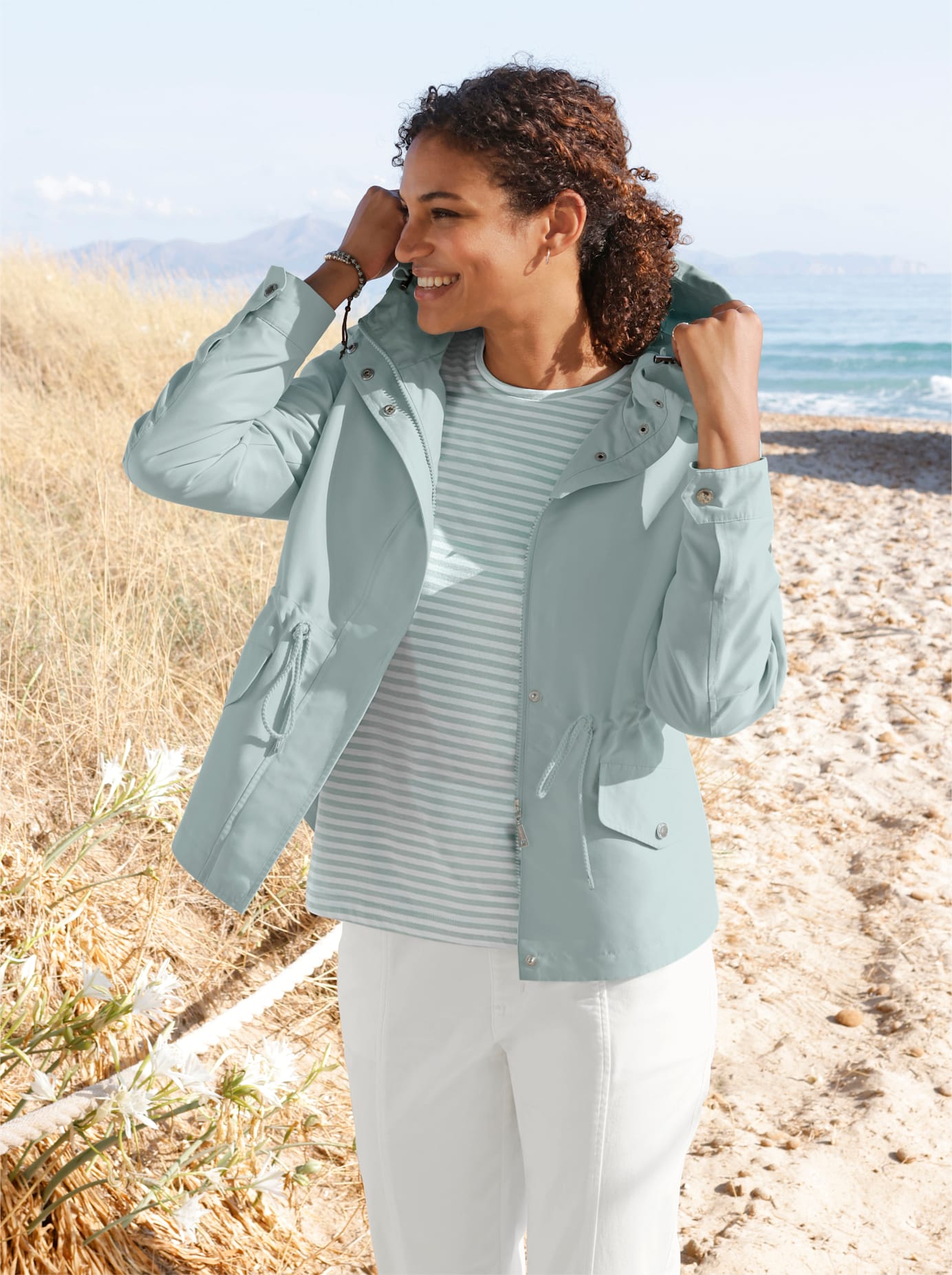 Casual Looks Langjacke mit Kapuze