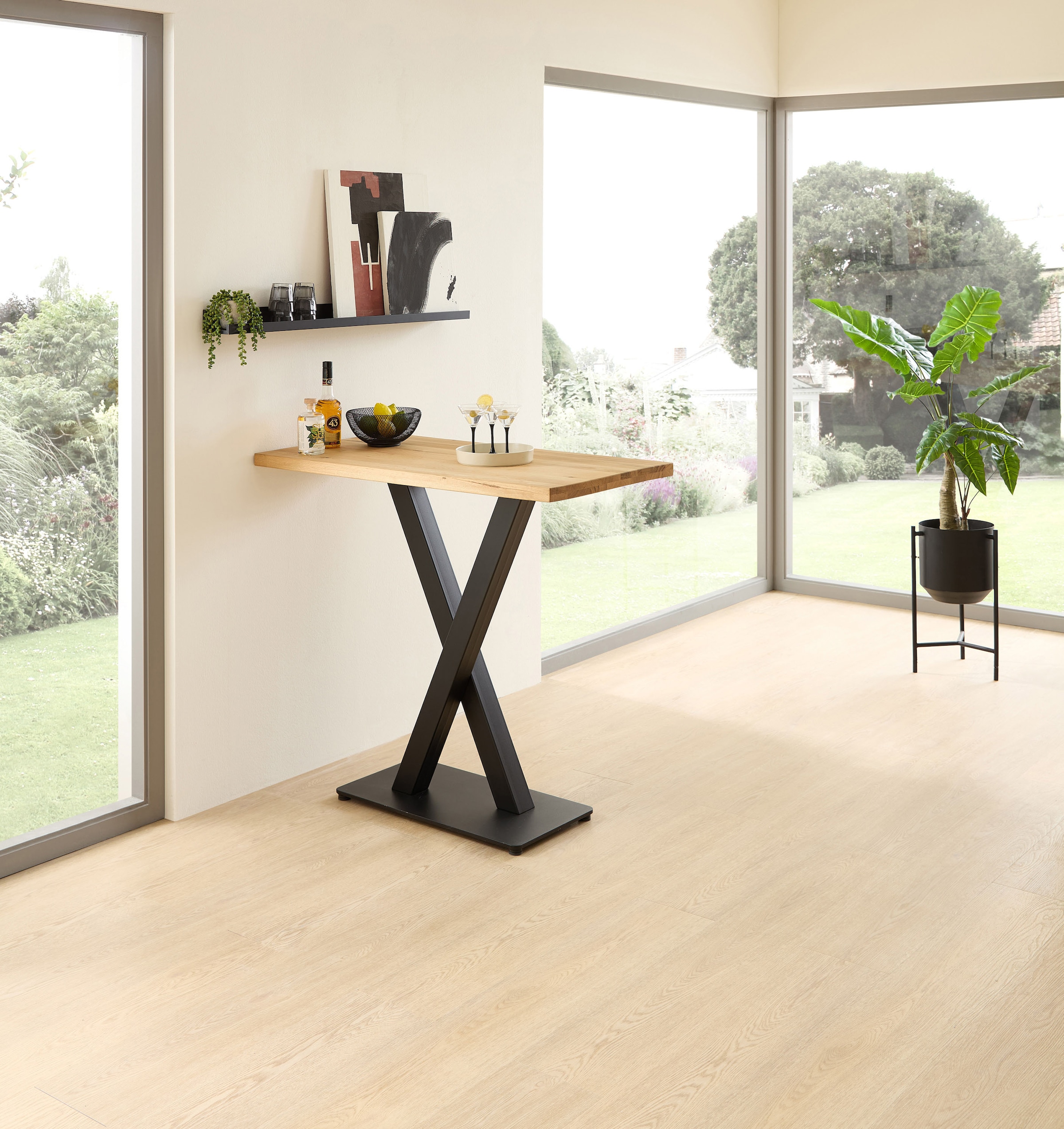 Stolkom Bartisch »Duke Eiche Massivholz geölt, Hochtisch BxHxT 120x104x60 cm«, Gerade Kante, Eiche Massivholz geölt durchgehende Lamelle