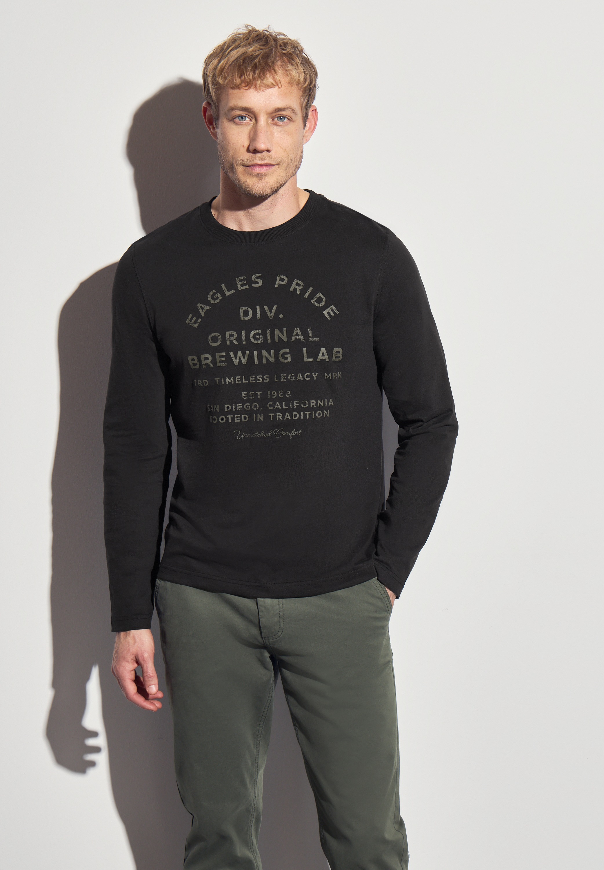 STREET ONE MEN Langarmshirt, aus reiner Baumwolle günstig online kaufen