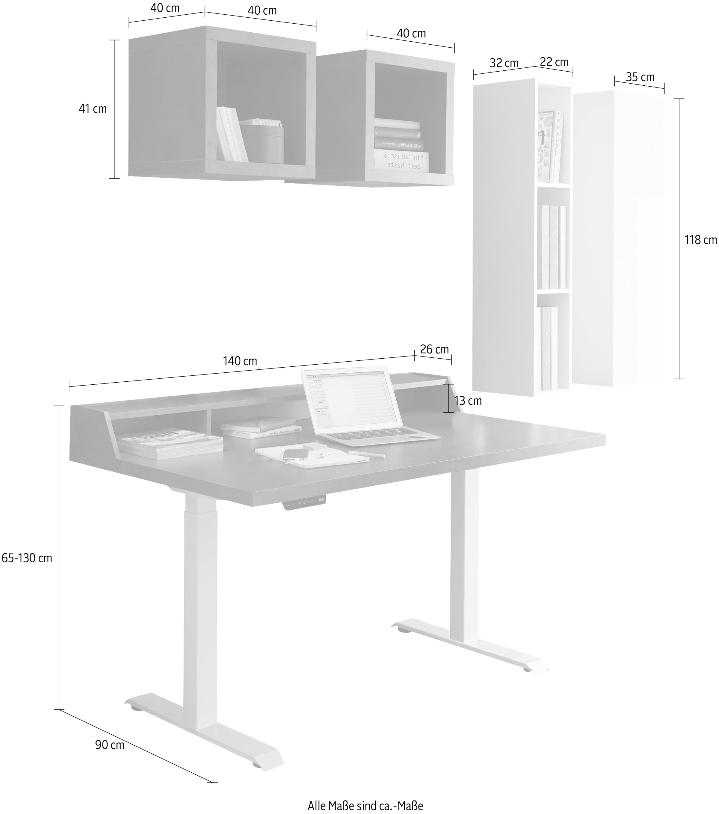 (6 Schreibtisch höhenverstellbar kaufen Büro-Set St.), »Big | System BAUR Office«, Mäusbacher