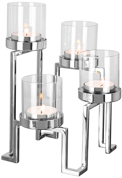 Fink Kerzenhalter »GRANT, Weihnachtsdeko«, 4-flammig, St.), Glas, BAUR (1 Edelstahl aus und | Adventsleuchter