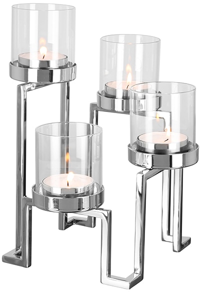 Fink Kerzenhalter "GRANT, Weihnachtsdeko" aus Edelstahl und Glas, 4-flammig günstig online kaufen