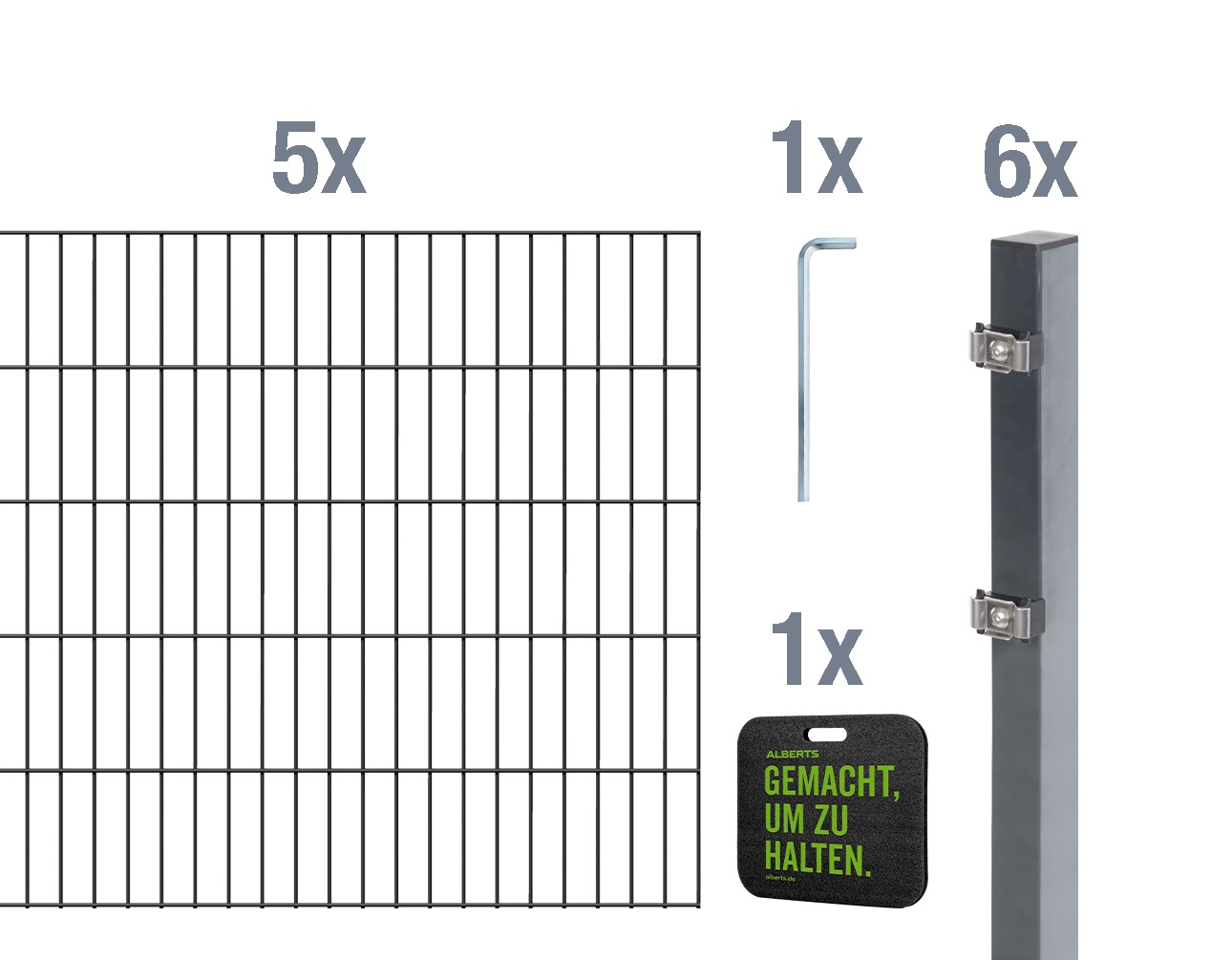 Alberts Doppelstabmattenzaun "Grundset" Höhe: 80-200 cm, Gesamtlänge: 4-30 m, zum Einbetonieren